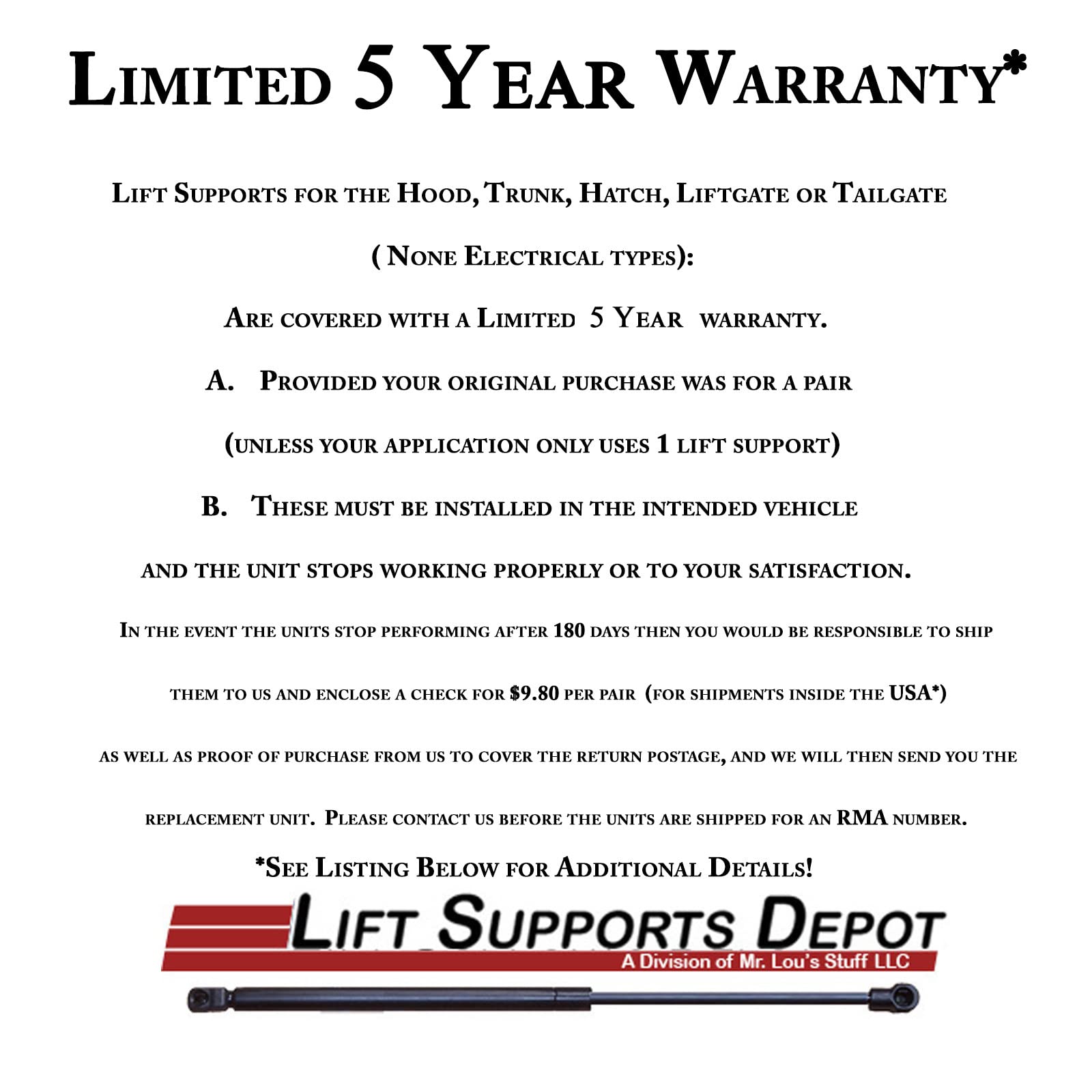 Lift Supports Depot Qty (2) Fits Outlander Sport, Asx, Rvr 2013 To 2019 Liftgate Lift Supports Shocks Struts