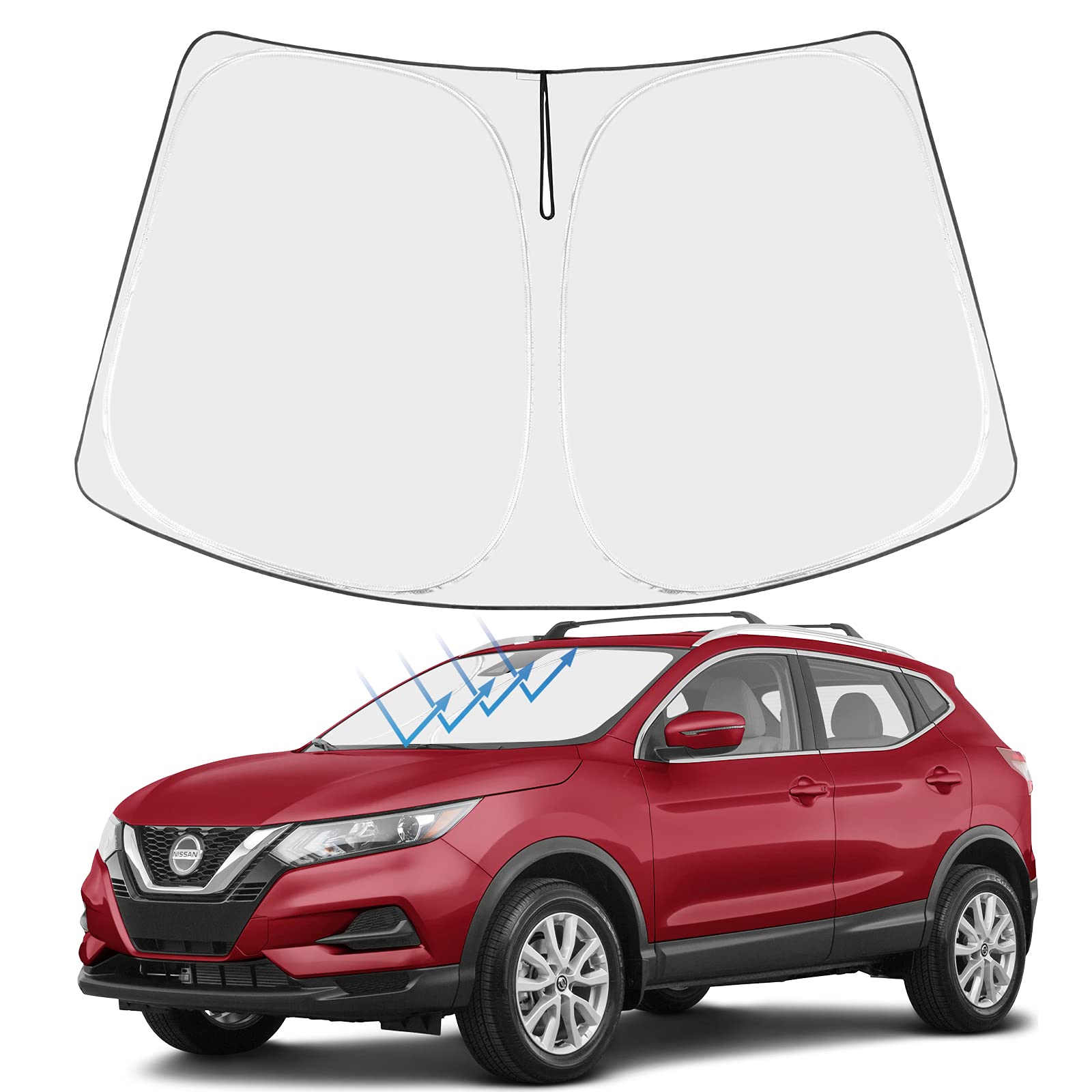 Proadsy 2025 Upgrade Windshield Sun Shade Custom Fit Nissan Rogue 3Rd Gen.(Not For Rogue Sport) 2021-2025 4-Layer Foldable Front
