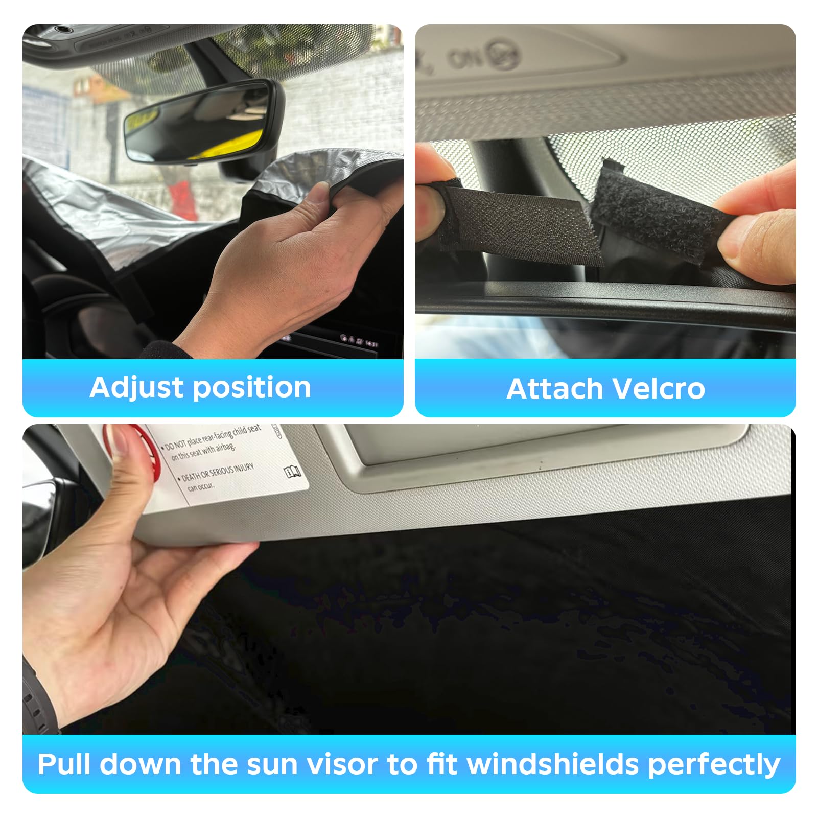 Boodancars For 2024 Mustang Mach-E Windshield Sunshade Sun Shades For 2019-2023 Ford Mustang Mach E 4Door, Custom-Fit Windshield