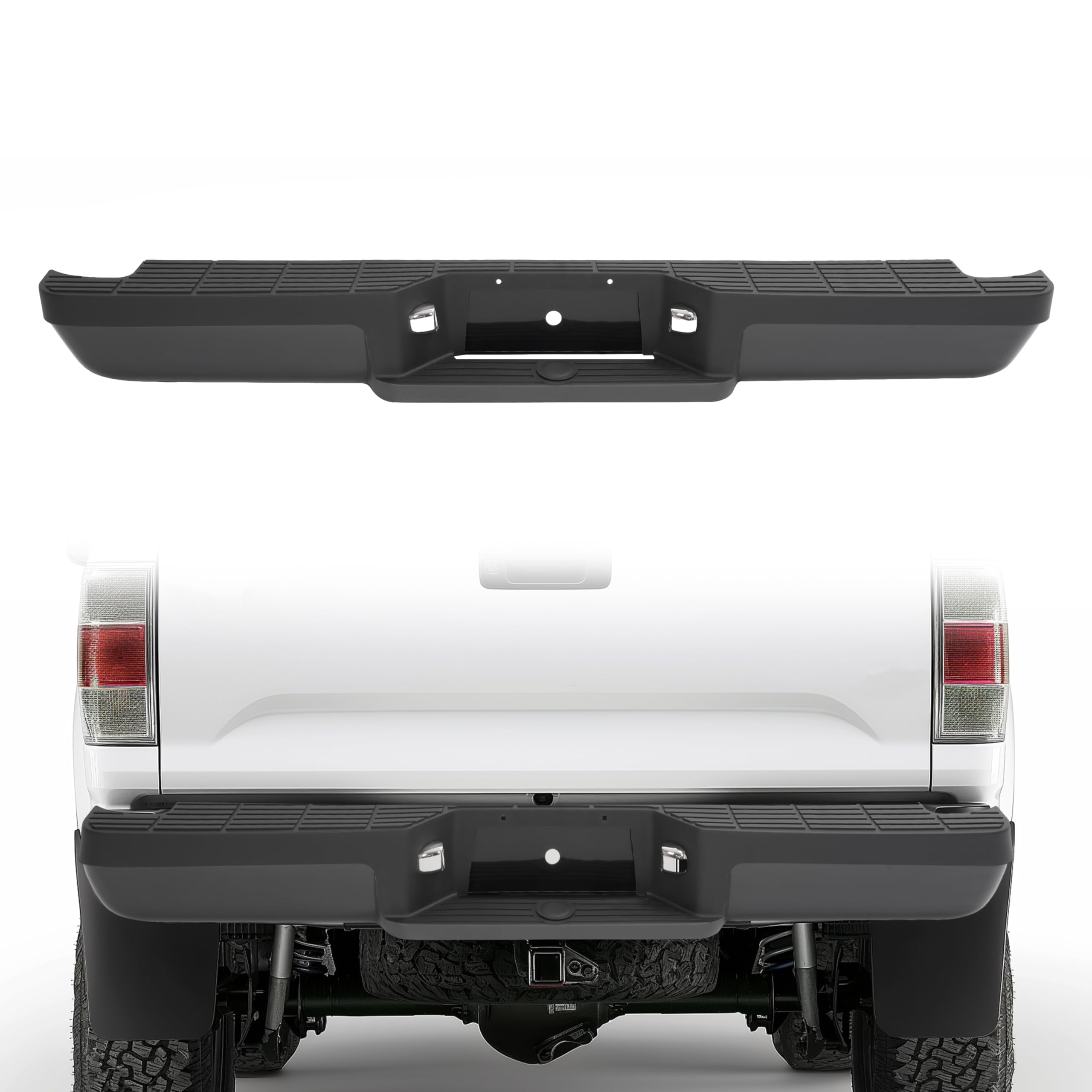 HECASA Rear Step Bumper Compatible with 1993-2011 Ford Ranger Fleetside/Styleside Supercrew FO1102306 W/Brackets & LED Lights w/