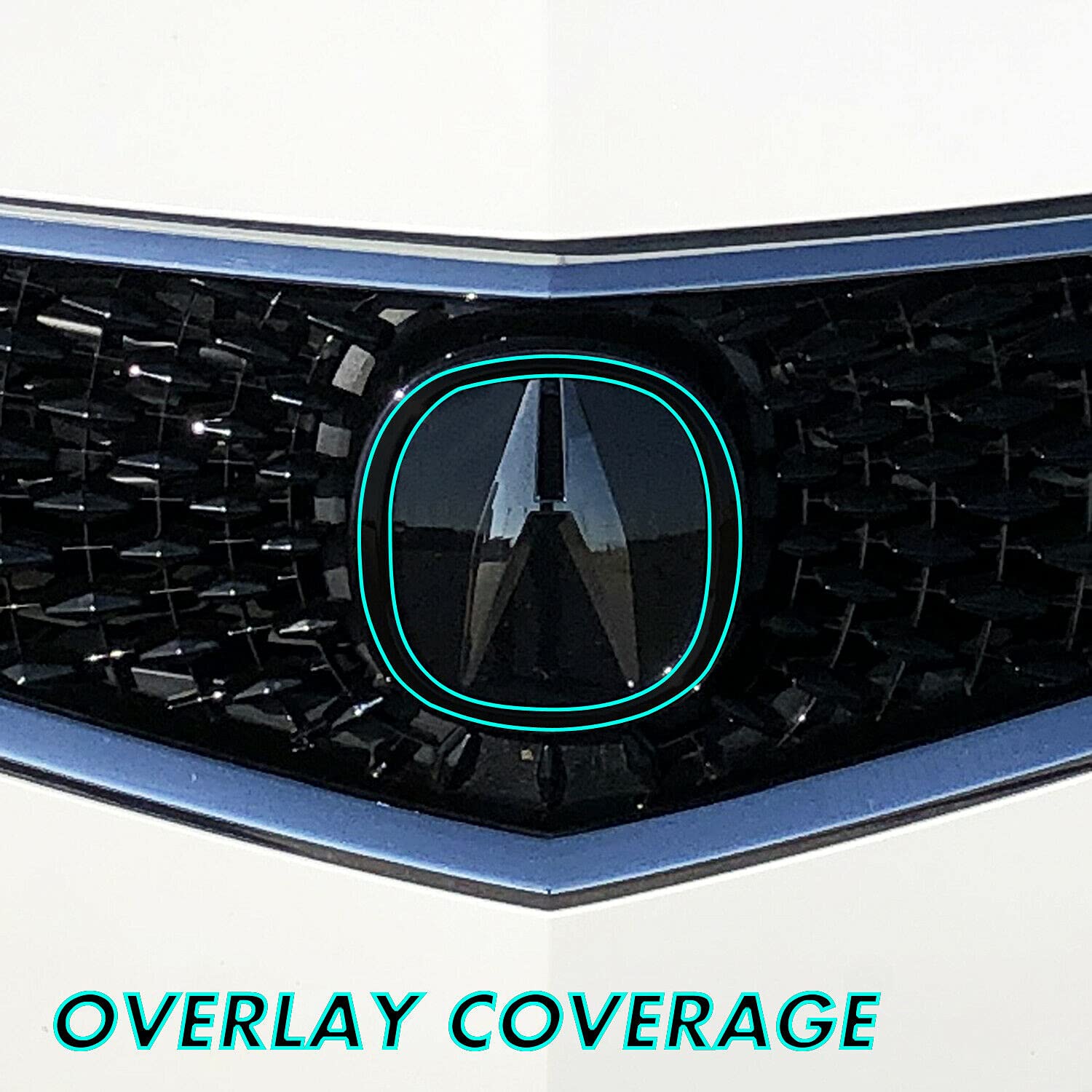 Slickmod Chrome Delete Blackout Vinyl Overlay For 2018-2020 Acura Tlx Front Emblem Ring (Gloss Black)