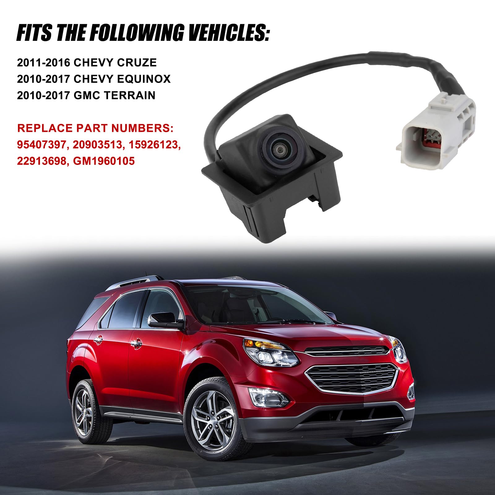 Arokzn 95407397 Rear View Back Up Camera Compatible With 2011-2016 Chevy Cruze 2010-2017 Chevy Equinox Gmc Terrain Park Assist C