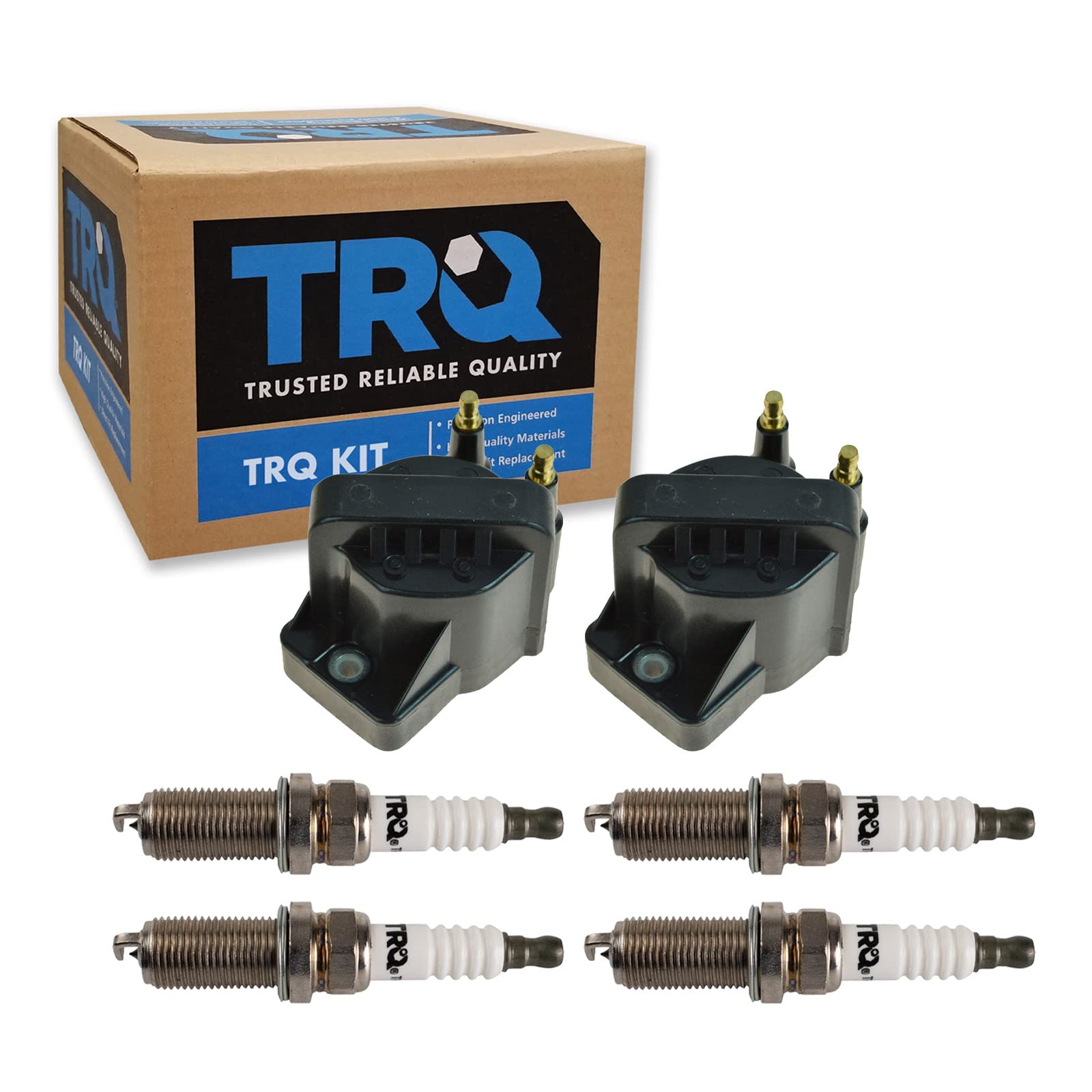 TRQ Ignition Kit Ignition Coil Spark Plugs Compatible with 87-89 Buick 87-97 Chevrolet 94-97 GMC 96-97 Isuzu 95-97 Pontiac