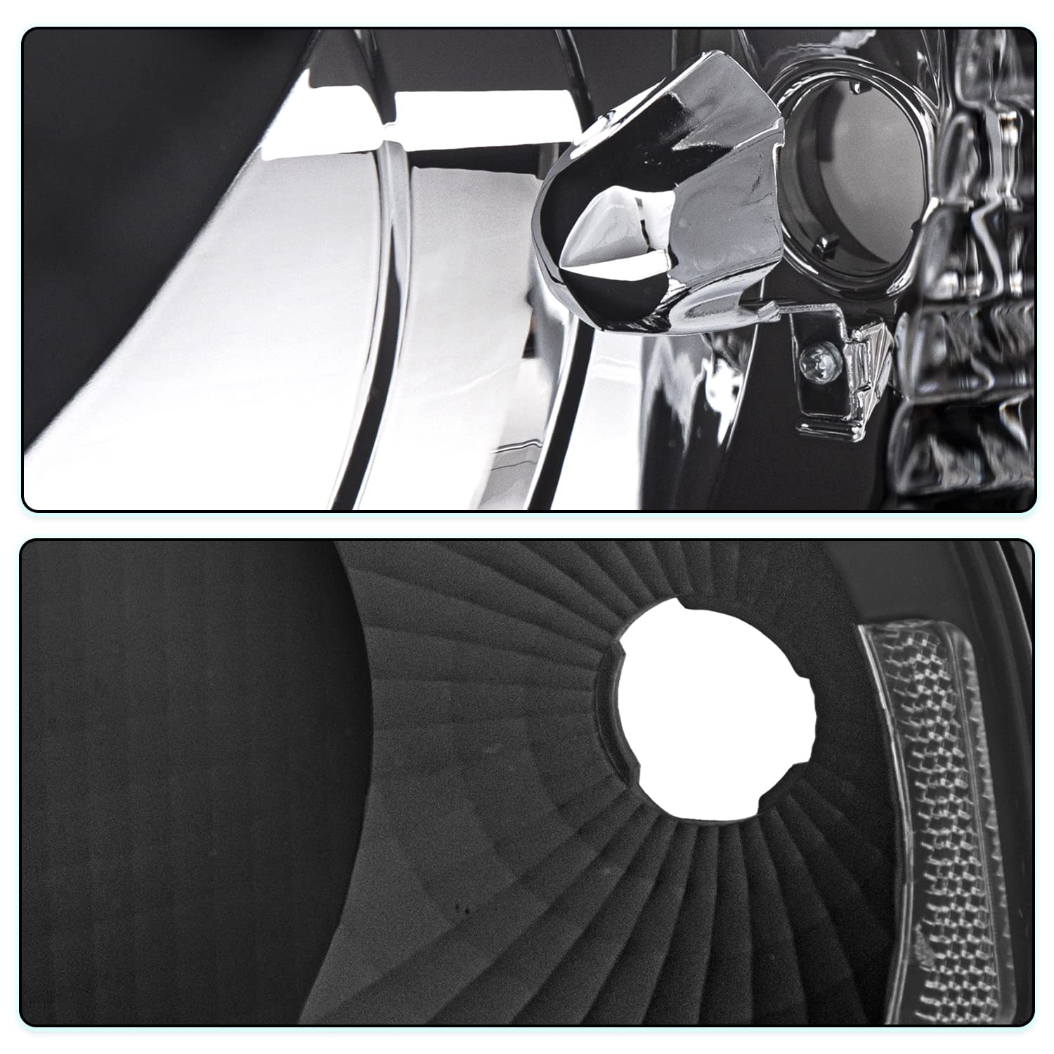 Tusdar Headlight Assembly Compatible With 97-03 Ford F150 / 04 Ford Heritage / 97-02 Ford Expedition / 97-99 Ford F250 W/Corner Lights 4Pcs, Black Housing With Clear Reflector