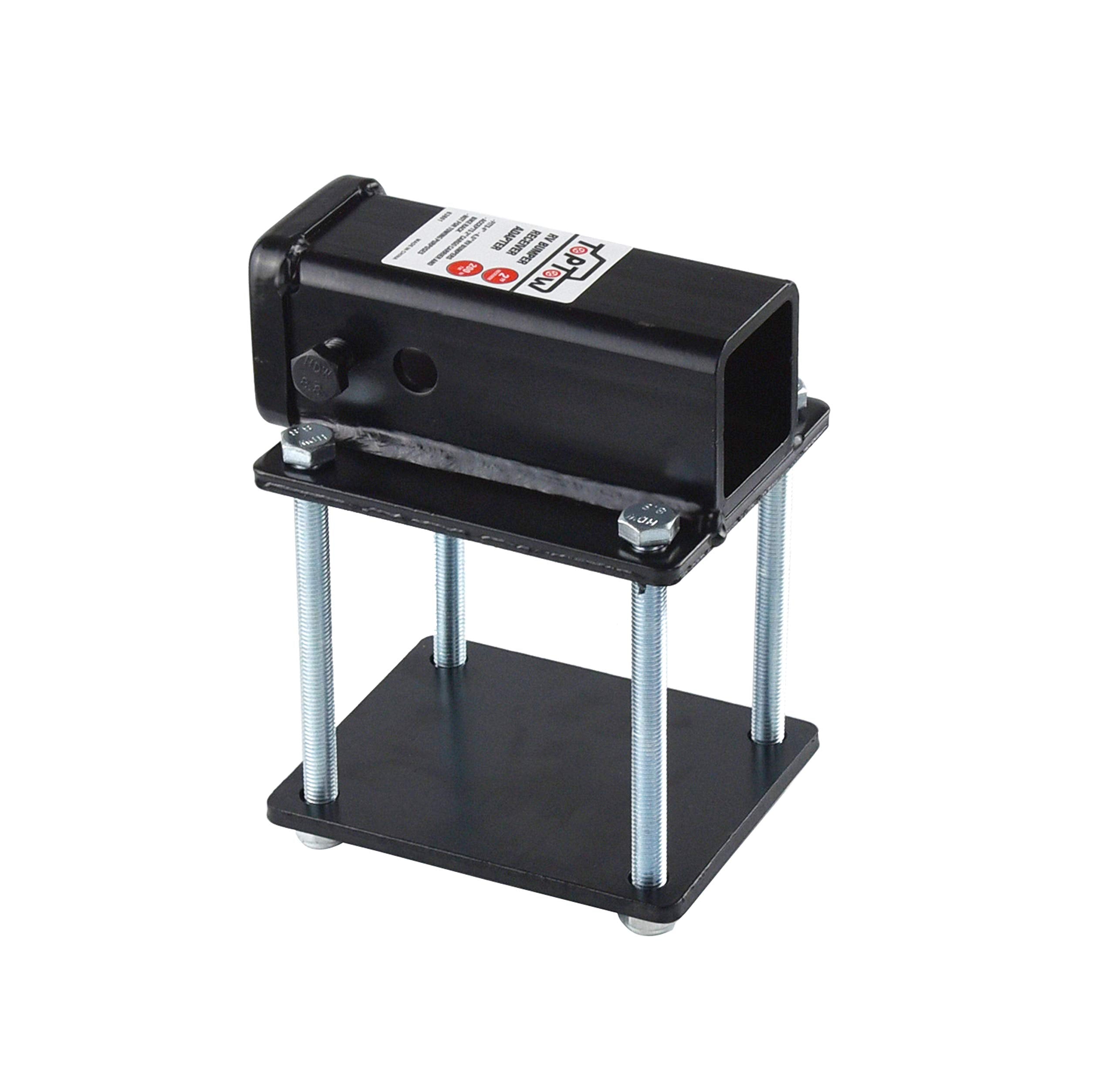 Toptow Rv Bumper Hitch Receiver 63801 For 4 Inch To 4.5 Inch Beams, 2 Inch Receiver Opening, Fits For Bike Racks, Cargo Carriers Camper-On