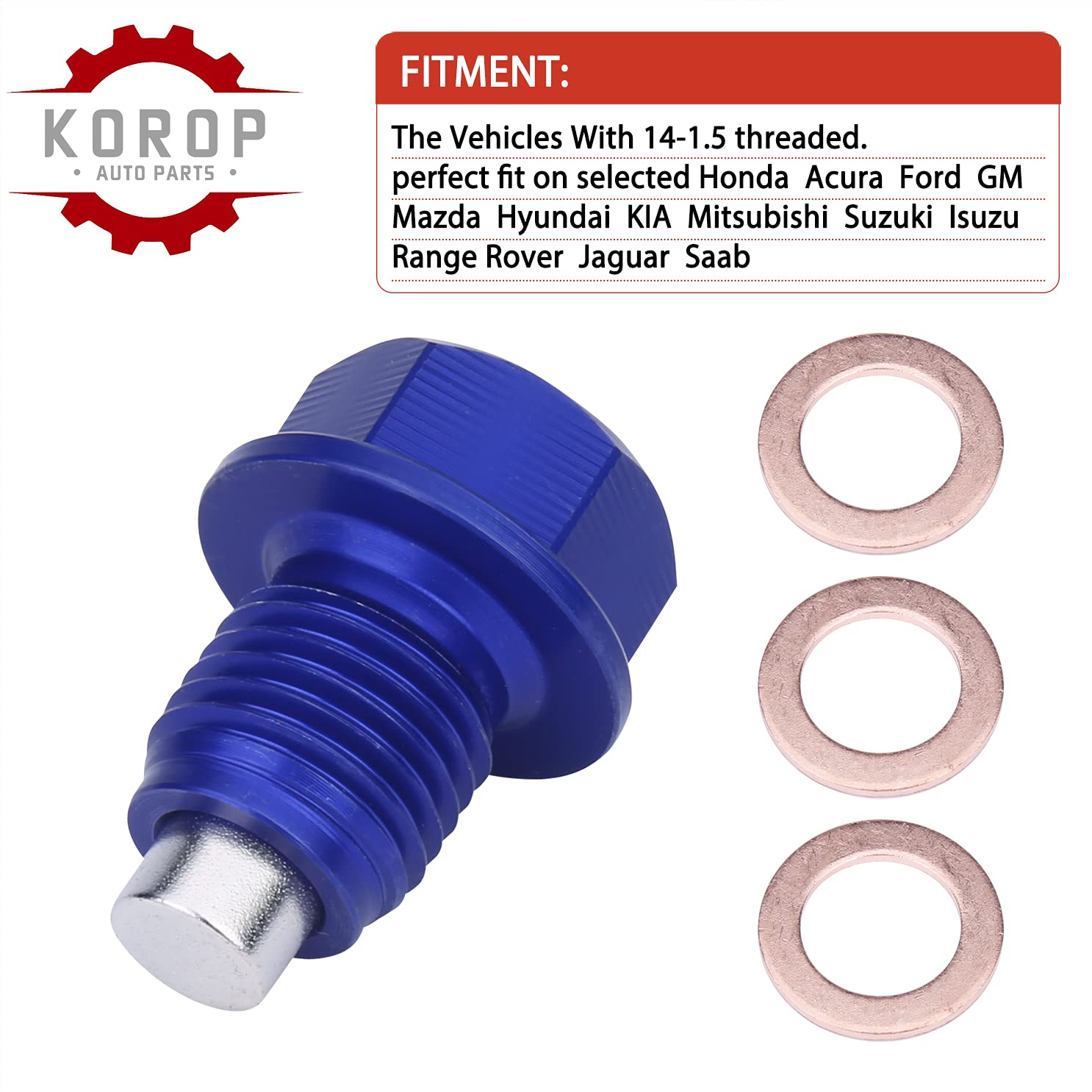 Oil Drain Plug (M14 X 1.5 Mm) Made Of 7075 Aluminum With Neodymium Magnet Fits For Honda Acura Ford Gm Mazda Hyundai Kia And Mor