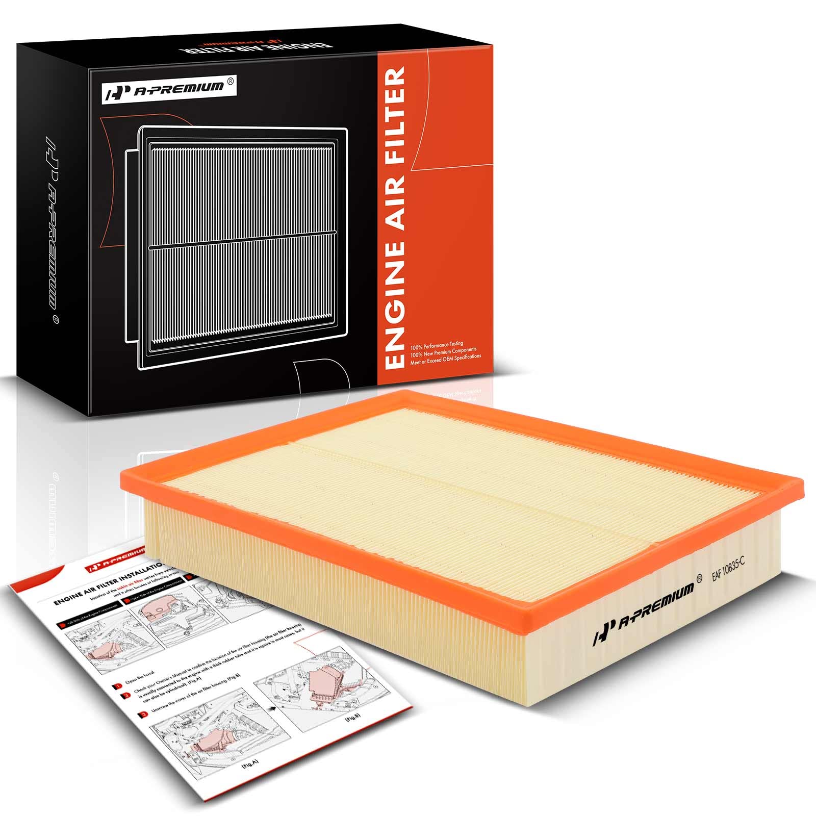 A-Premium Engine Air Filter Compatible with Lexus GX460 & Toyota 4Runner, FJ Cruiser, 2010-2023, 4.0L 4.6L, Flexible Panel, 12,0