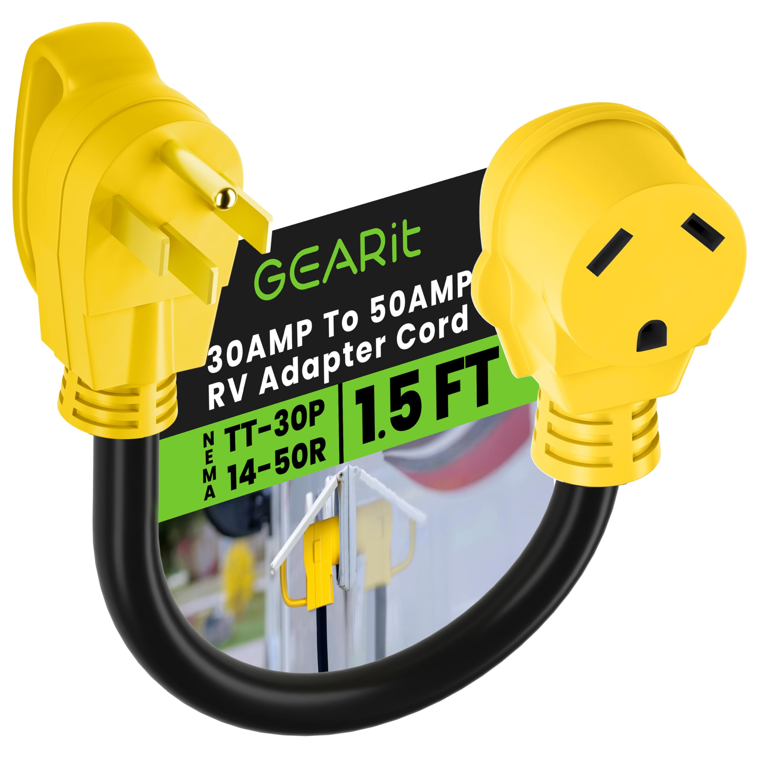 Gearit 50 Amp To 30 Amp Rv Adapter Cord, 50Amp Male To 30Amp Female, Nema 14-50P To Nema Tt-30R, Stw 10 Gauge Heavy Duty Electri