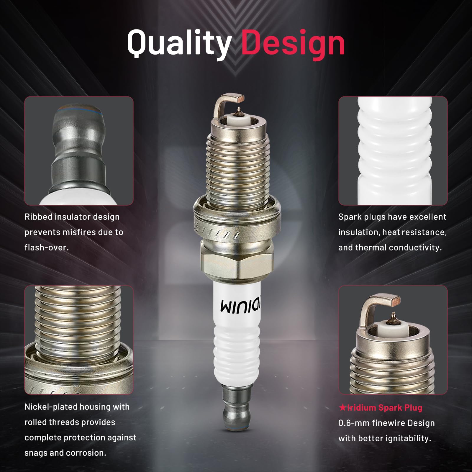 BDFHYK Set of 4 Iridium Spark Plug Compatible with Acura RSX 2002-2006?Honda Accord 2003-2007,Civic 2006-2011,CR-V 2002-2009,Ele