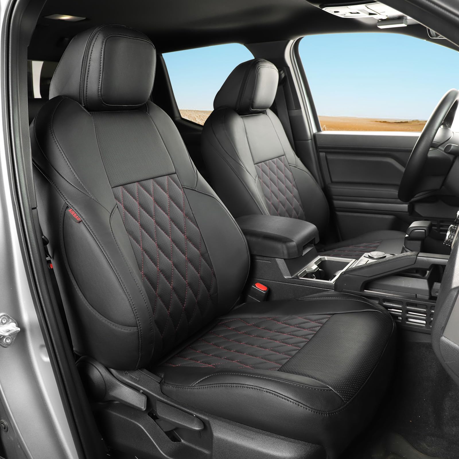 Coverdream Tacoma Leather Seat Covers Custom Fit For 2024 2025 Toyota Tacoma Double Cab Sr,Sr5,Trd Sport,Trd Off-Road,Limited,Fu