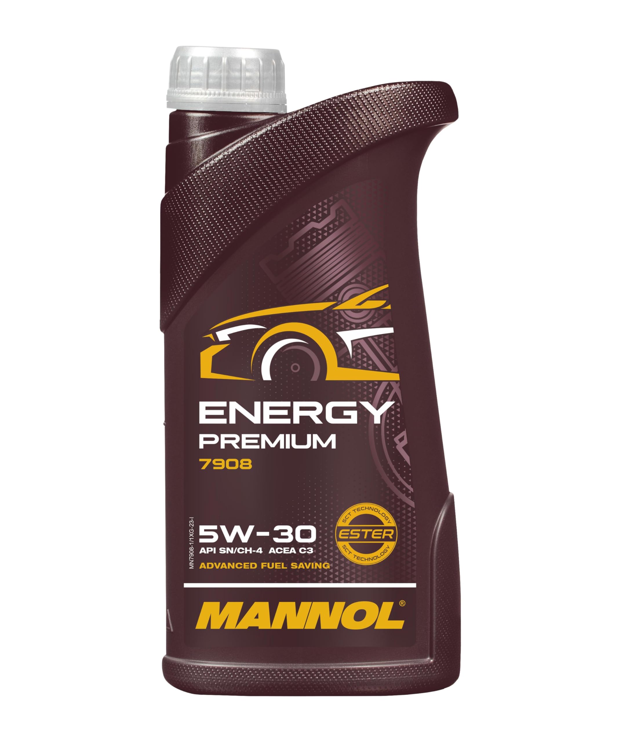Energy Premium 5W-30 Motor Oil By Mannol - 7908 Full Synthetic Engine Oil For Modern Diesel And Gas Engines, Car Oil Acea C3, 40,000 Km Long Life Interval, 1L