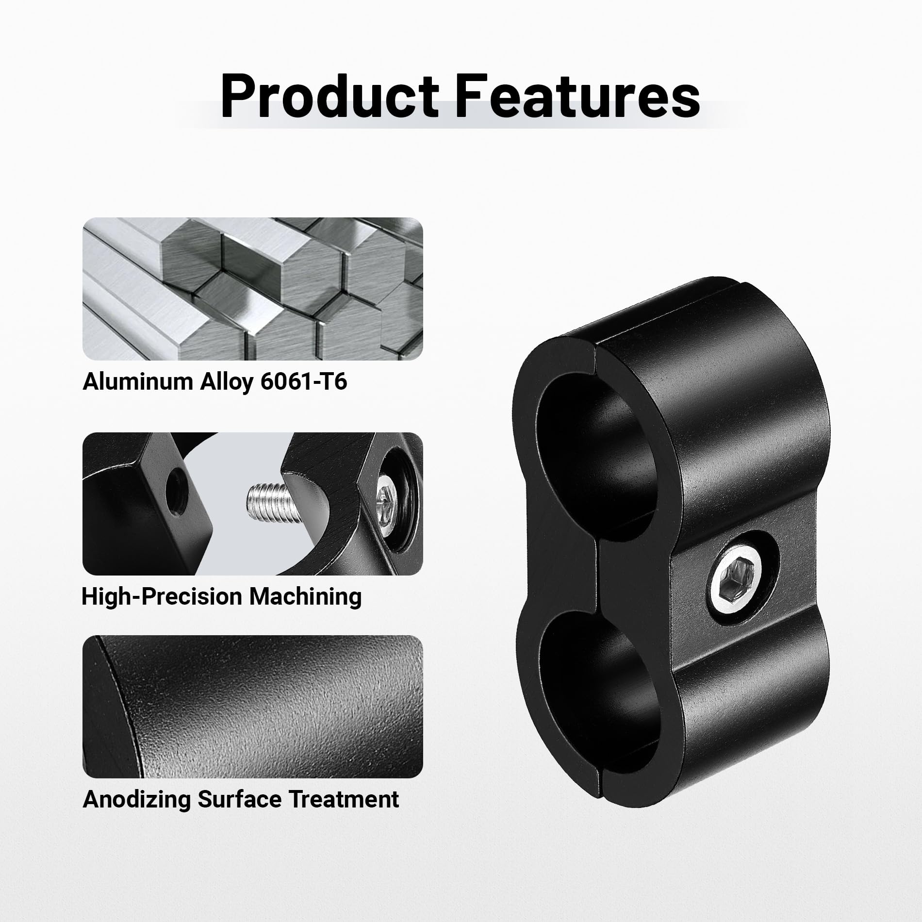 Evil Energy 4An Hose Separator Clamp, An4 Fuel Line Mounting Clamp Aluminum Black 10Pcs