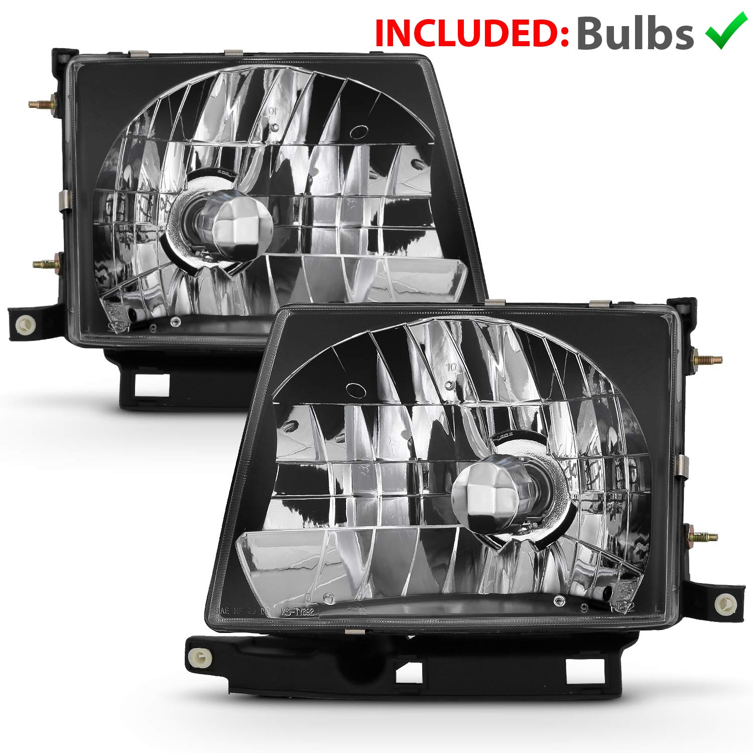 Amerilite Black Reaplcement Headlights For 1998-2000 Toyota Tacoma - Passenger And Driver Side