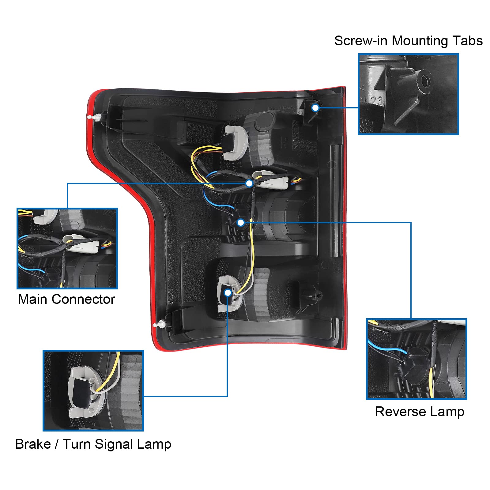 Telpo Tail Light Rear Lamp Fit For 2018 2019 2020 Ford F-150 With Bulbs And Harness Driver Side And Passenger Side