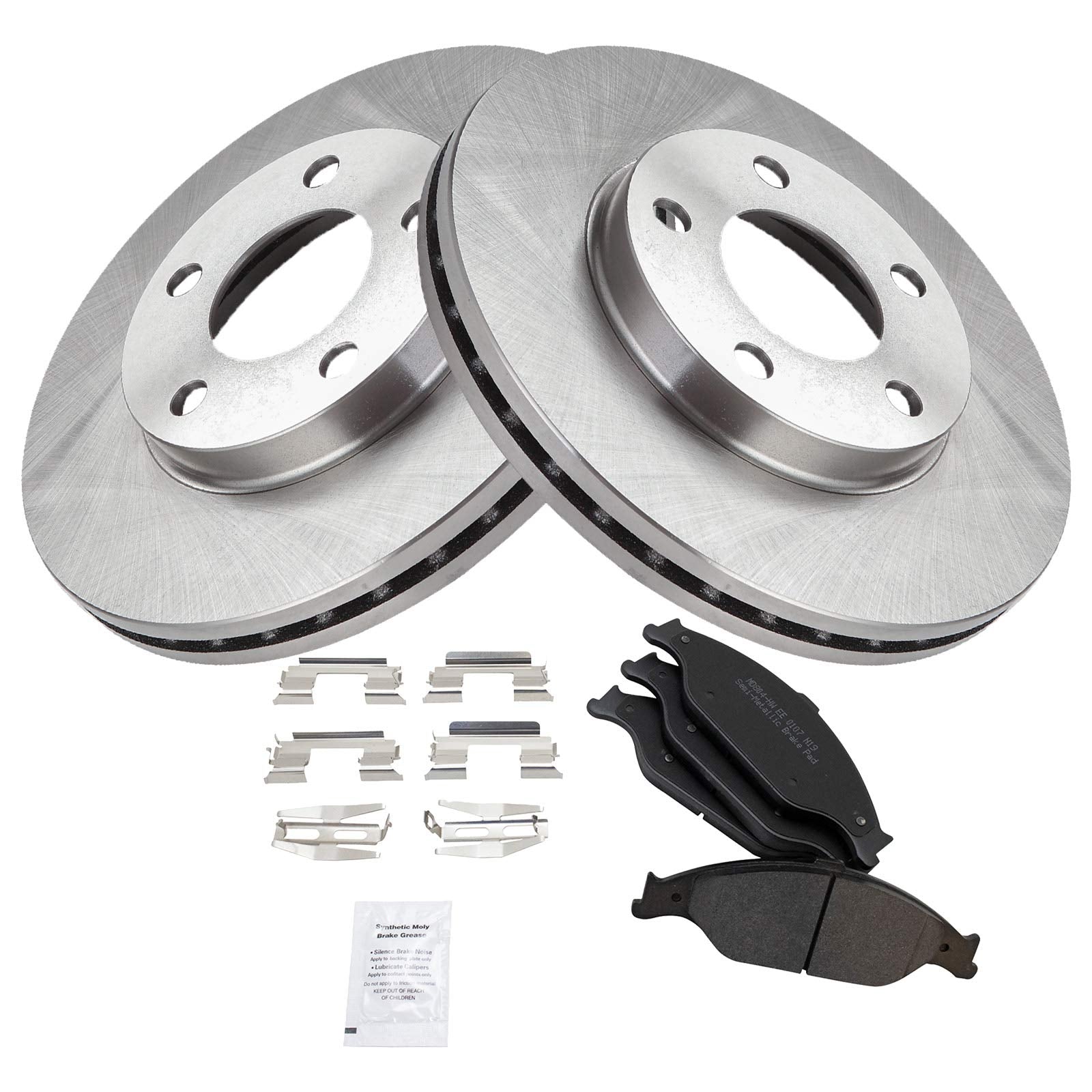 Trq Front Brake Pad & Rotor Kit Brake Pads Brake Rotor Semi-Metallic Compatible With 1999-2004 Ford Mustang