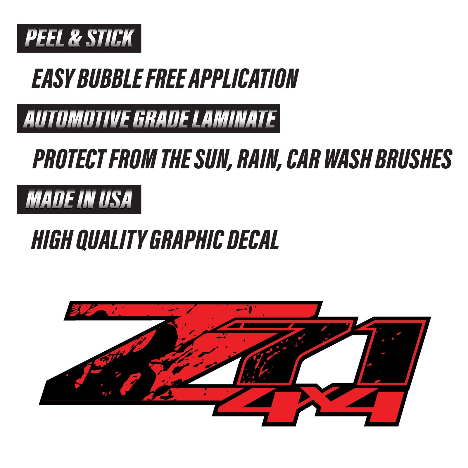 Z71 4X4 (Set Of 2 Decals) - F - 1500 2500 Hd Stickers (Z71 4X4 Red Splash)