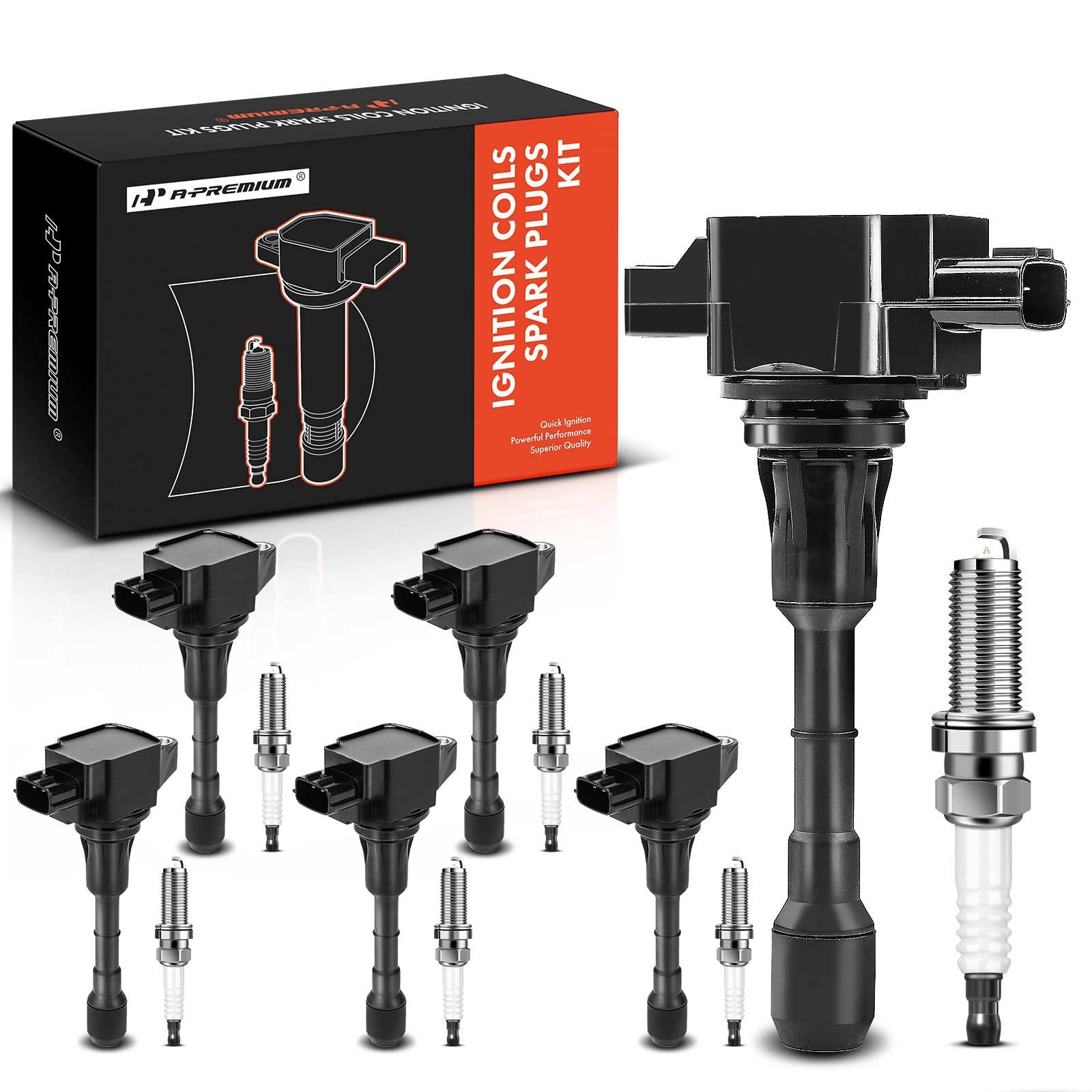 A-Premium Set Of 6 Ignition Coil Pack And Iridium Spark Plugs Compatible With Infiniti G25 Jx35 M35 Q50 Q70 Qx60 & Nissan Altima