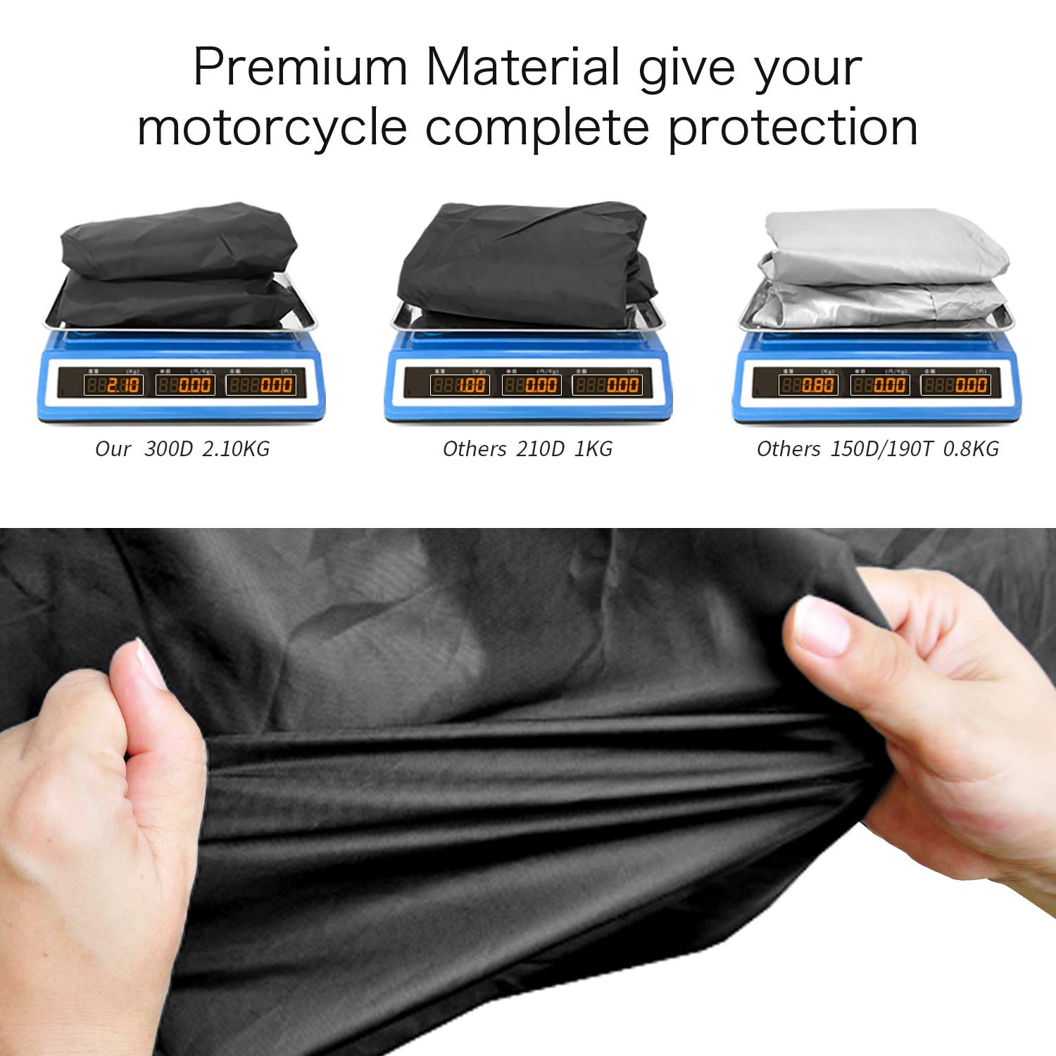 New Generation Motorcycle Cover ! Xyzctem All Weather Black Xl Large-Heavy Duty Waterproof Outdoor Protects Fits Up To 96 Inch For Harley Davidson, Honda, Suzuki,Yamaha And More