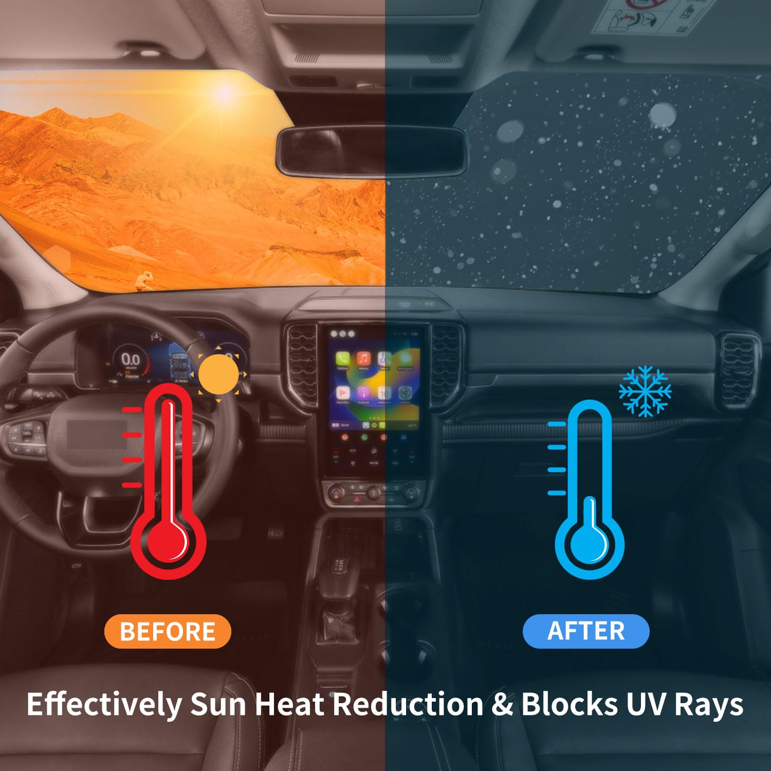 Windshield Sun Shade For 2019-2025 Chevy Silverado 1500, Custom Fit Car Front Window Sunshade For Chevy Regular/Crew/Double Cab