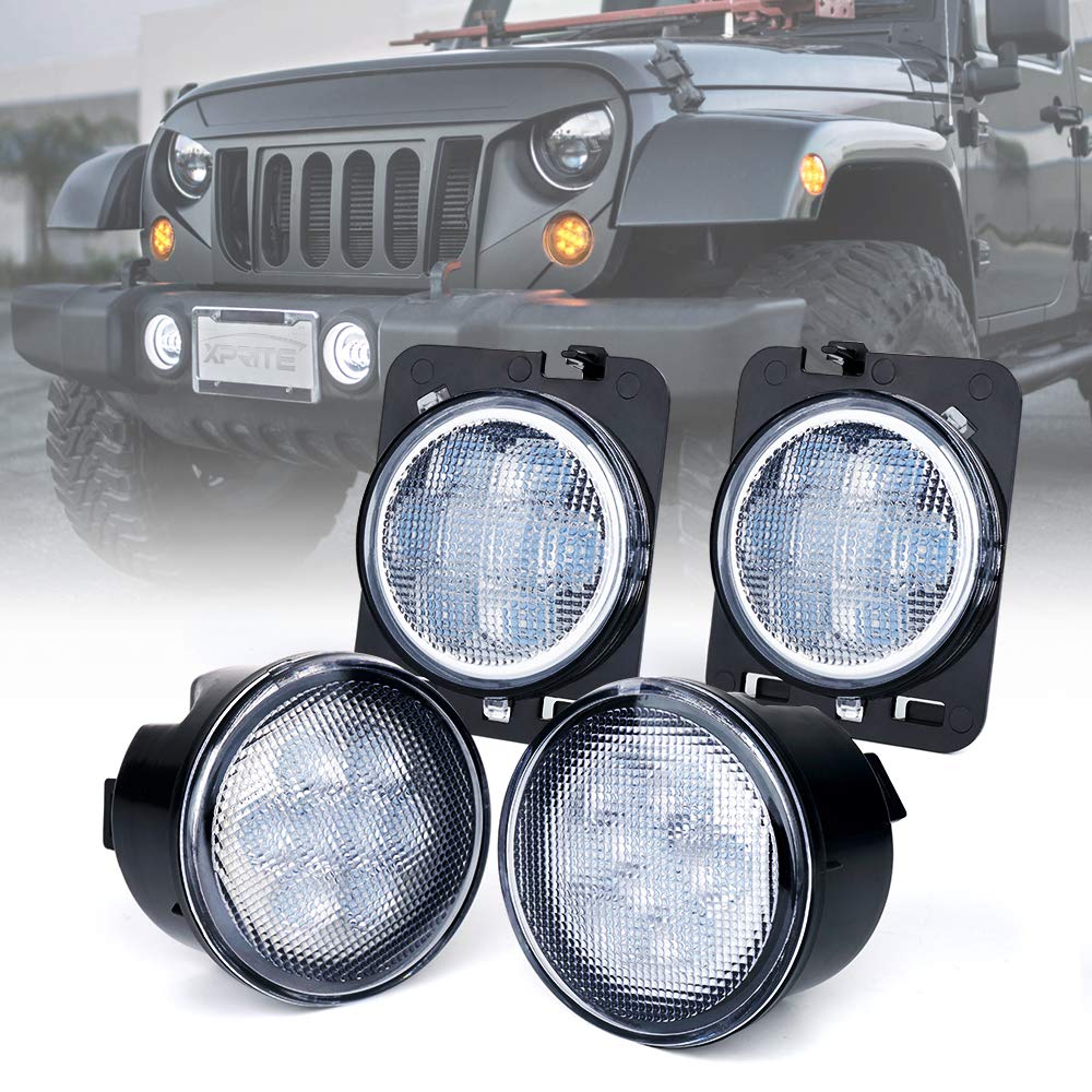 Xprite Led Turn Signal & Side Marker Lights Kits, Led Lights Compatible With 2007-2018 Jeep Wrangler Jk & Wrangler Unlimited - C