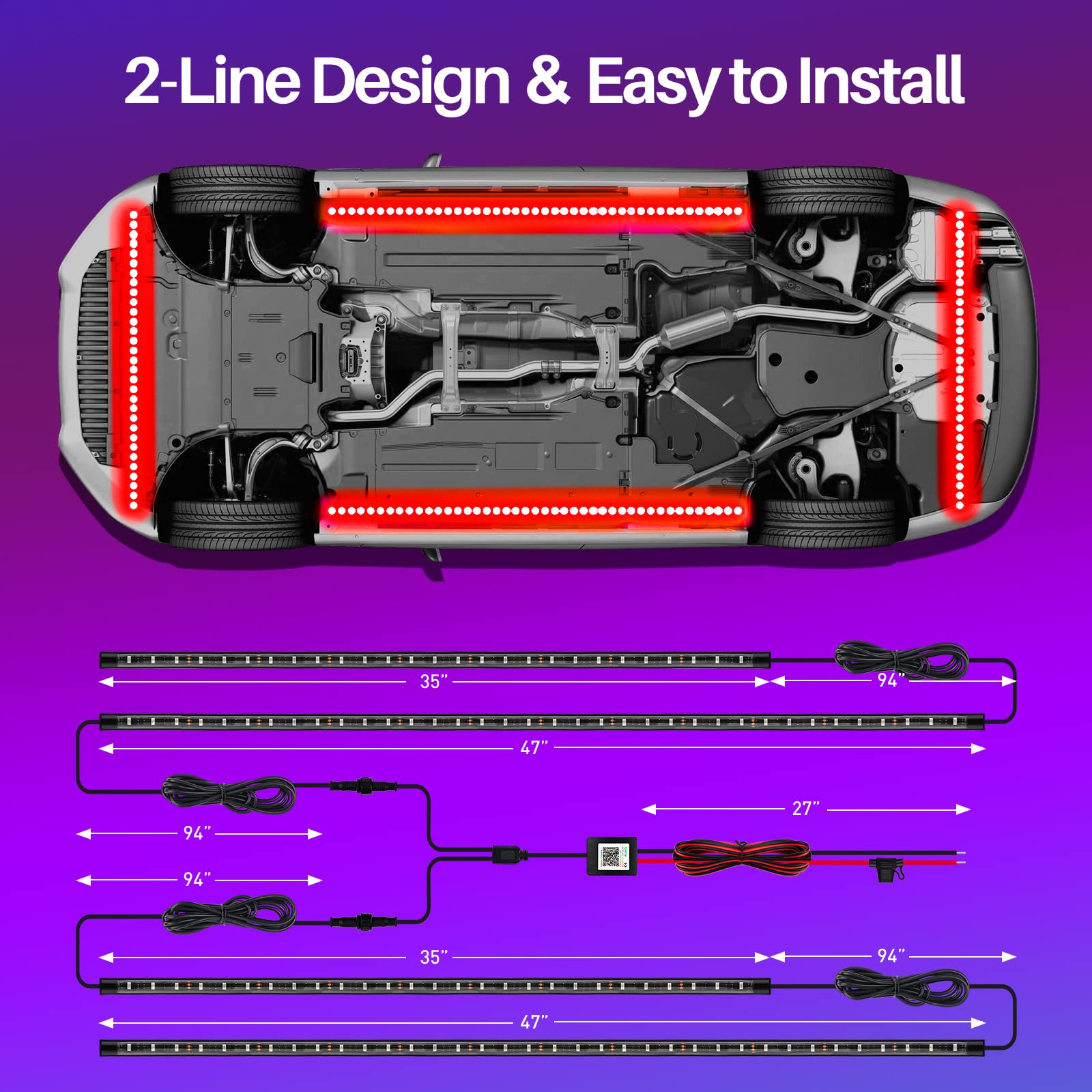 Underglow Kit For Car, Car Led Underglow Lights For Trucks With App And Remote Control, 16 Million Rgb Colors, 29 Preset Modes,