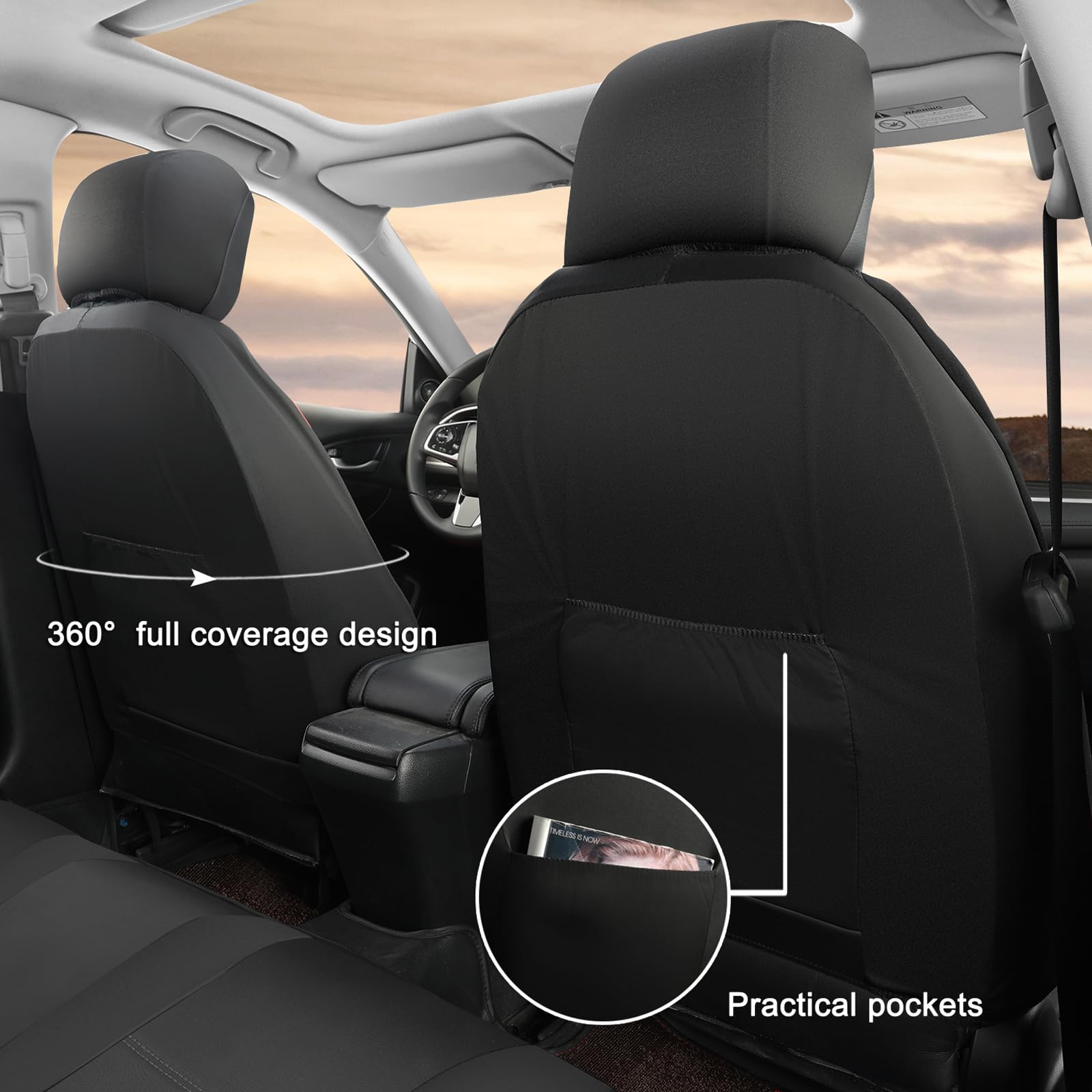 GIANT PANDA Full Set Car Seat Cover Custom Fit Toyota Tacoma 2016 2017 2018 2019 2020 2021 2022 2023 Double & Crew Cab and Exten