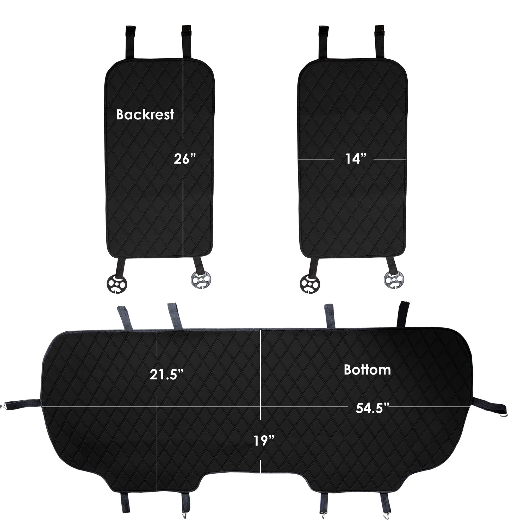 FH Group Car Seat Cushion Rear Set Black Faux Leather Automotive Seat Cushions - Universal Fit, Rear Car Seat Cushions With Non-