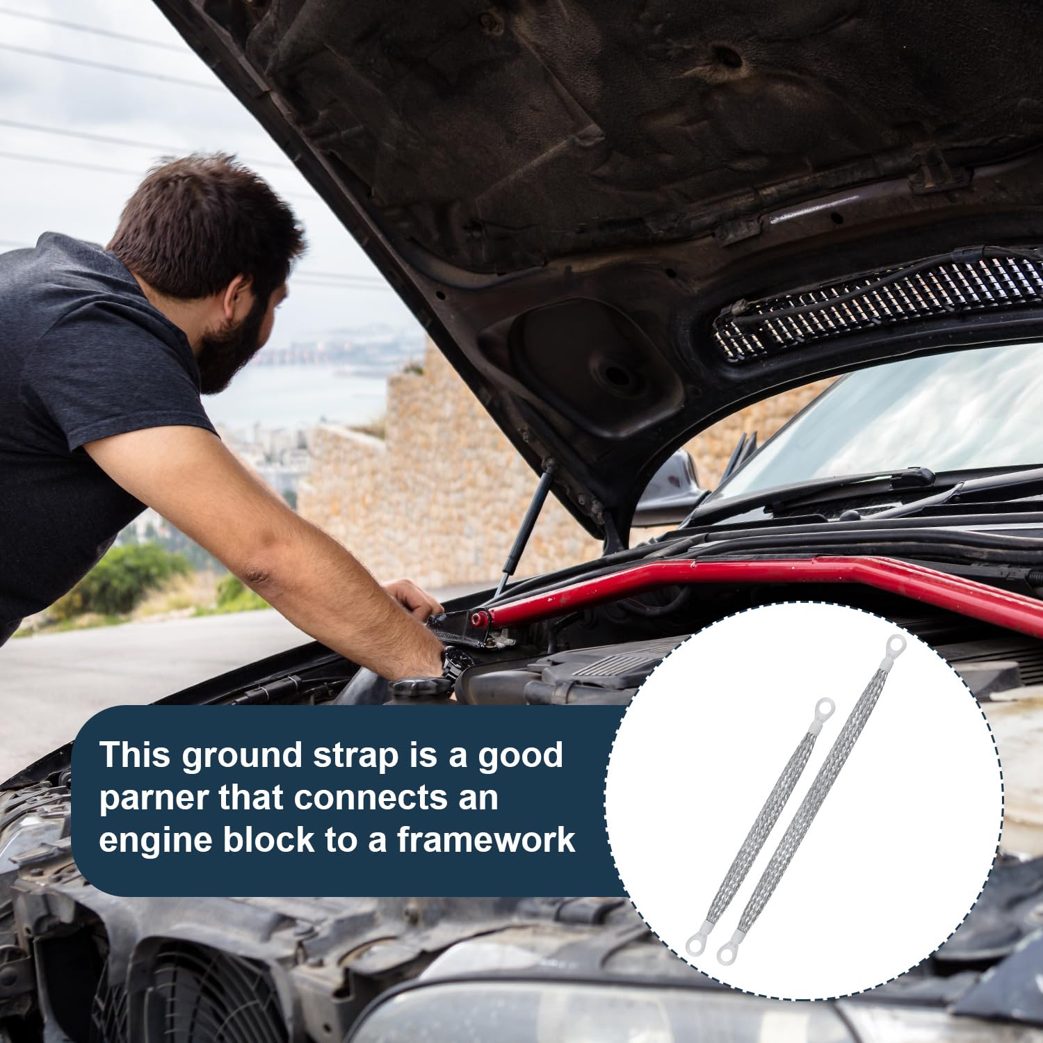 10pcs Universal Automotive Ground Straps, 10/12 inch Engine Ground Strap Kit Braided Copper Ground Straps Automotive Ground Stra