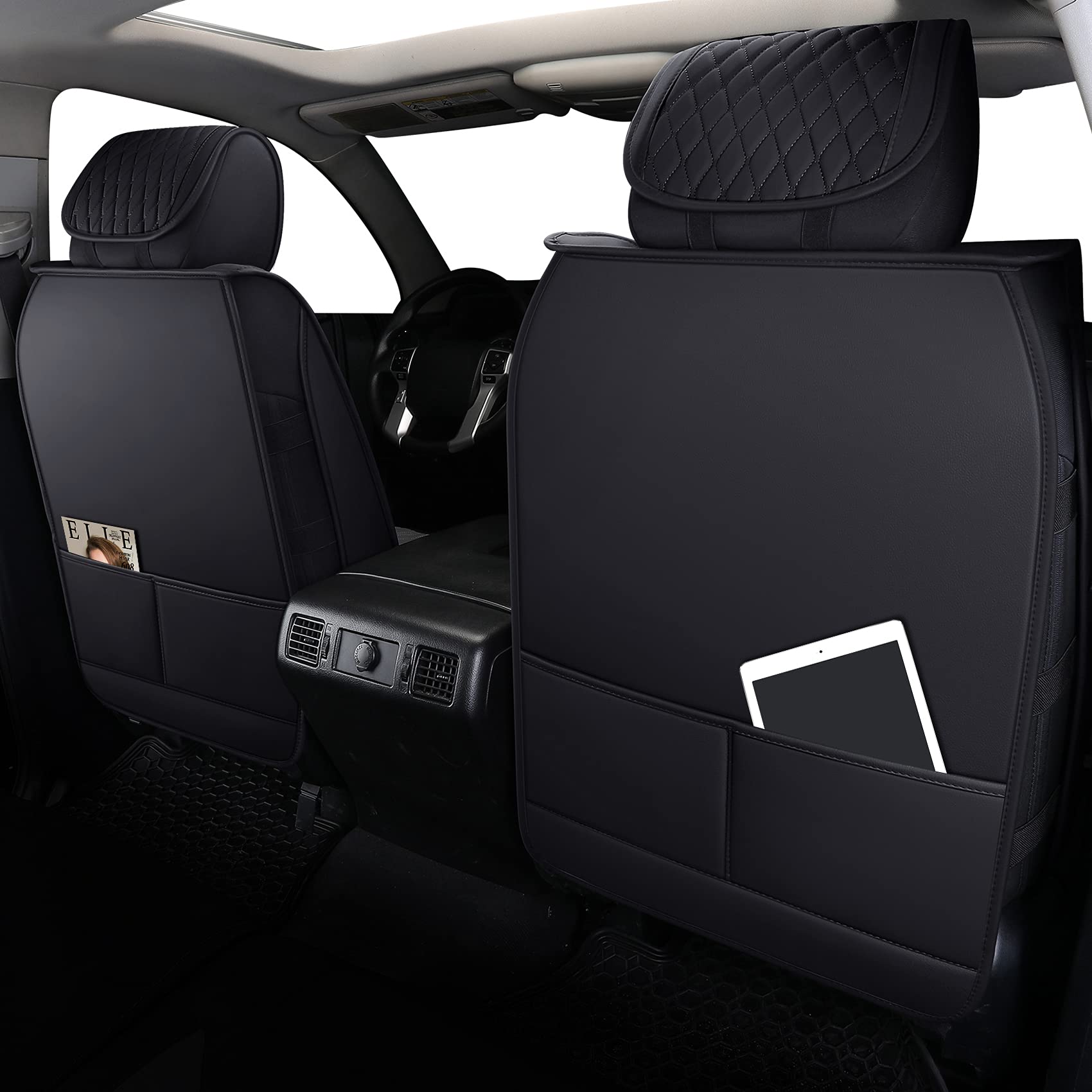 Aierxuan Front Seat Covers Compatible With Toyota Tundra Custom Fit 2008-2025 Truck Pickup Crewmax Double Cab Waterproof Leather