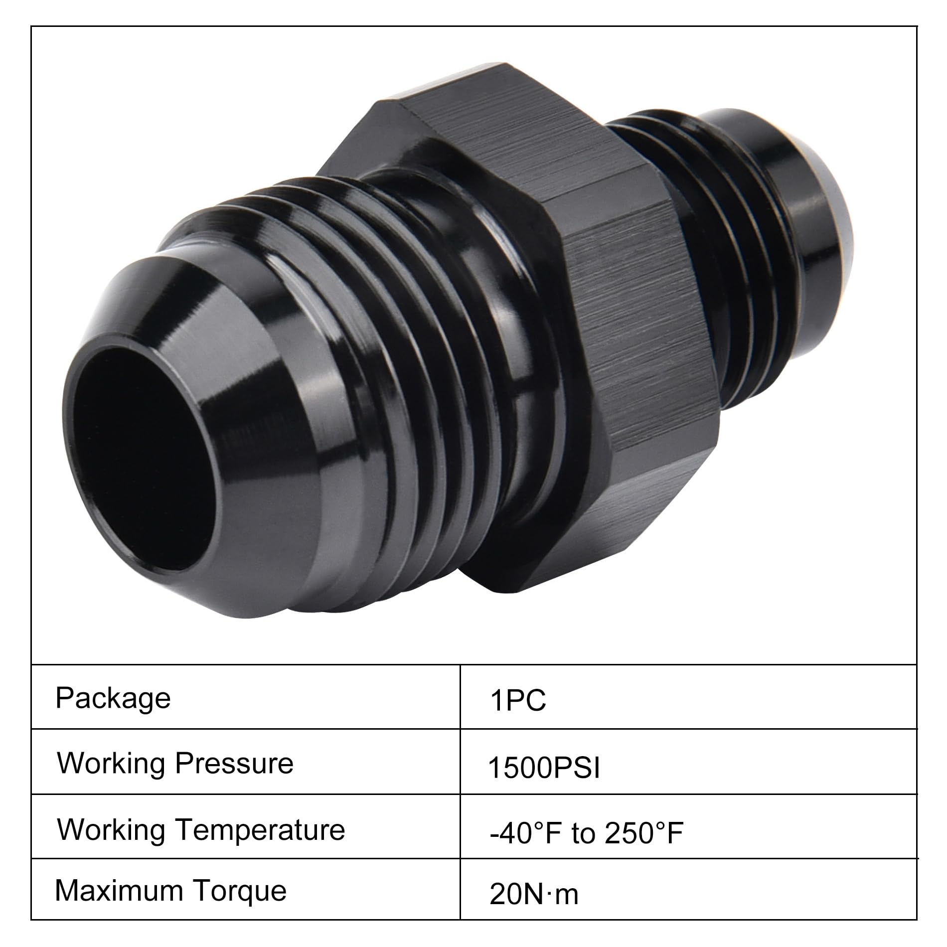 EVIL ENERGY 8AN Male to AN6 Male Flare Reducer Coupler Union Straight Adapter Fitting Black