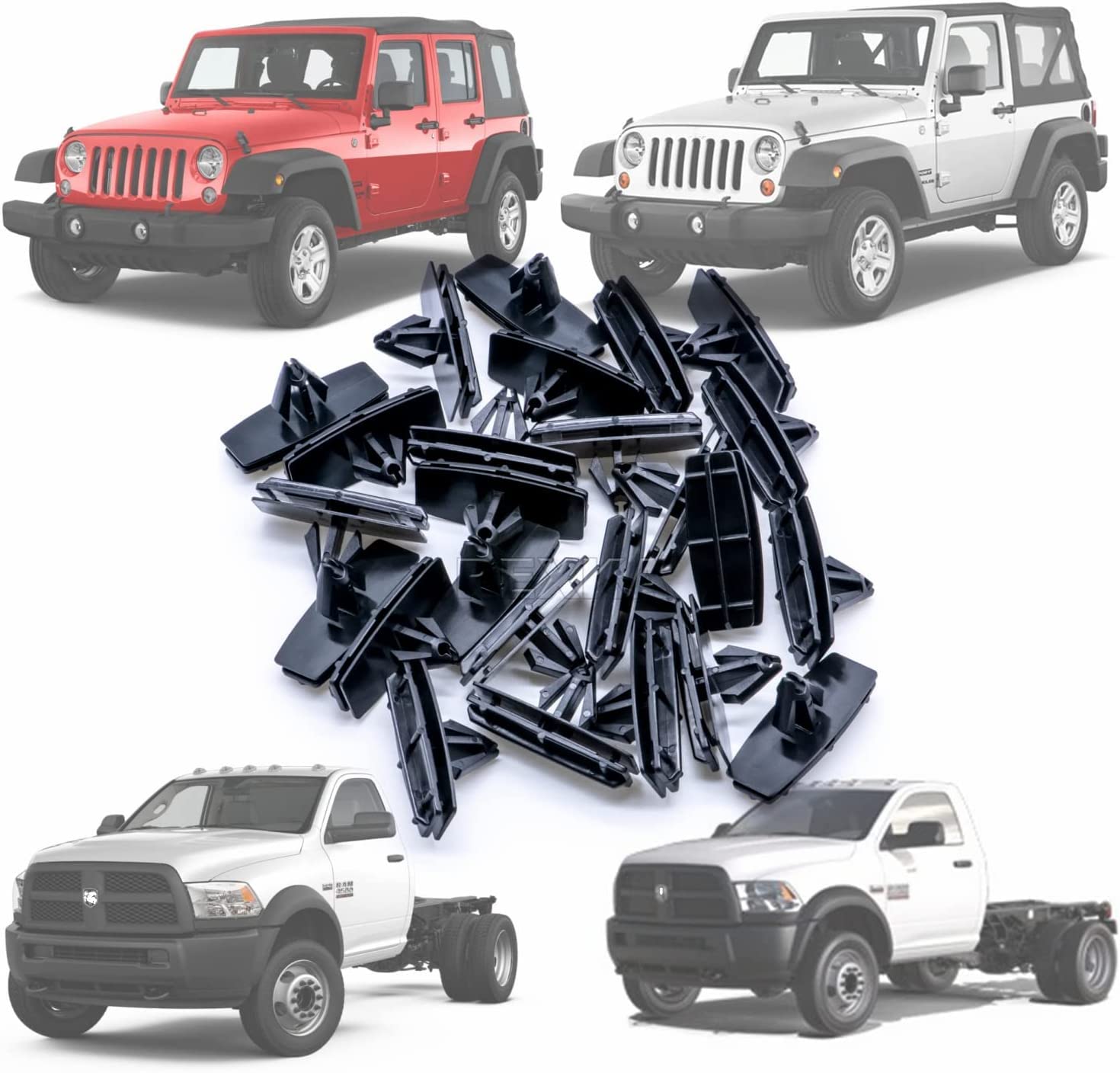 Rexka 50Pcs Fender Flare & Rocker Moulding Clip 68039280-Aa Compatible With Jeep Wrangler Jk & Unlimited Jk Ram 4500 Ram 5500