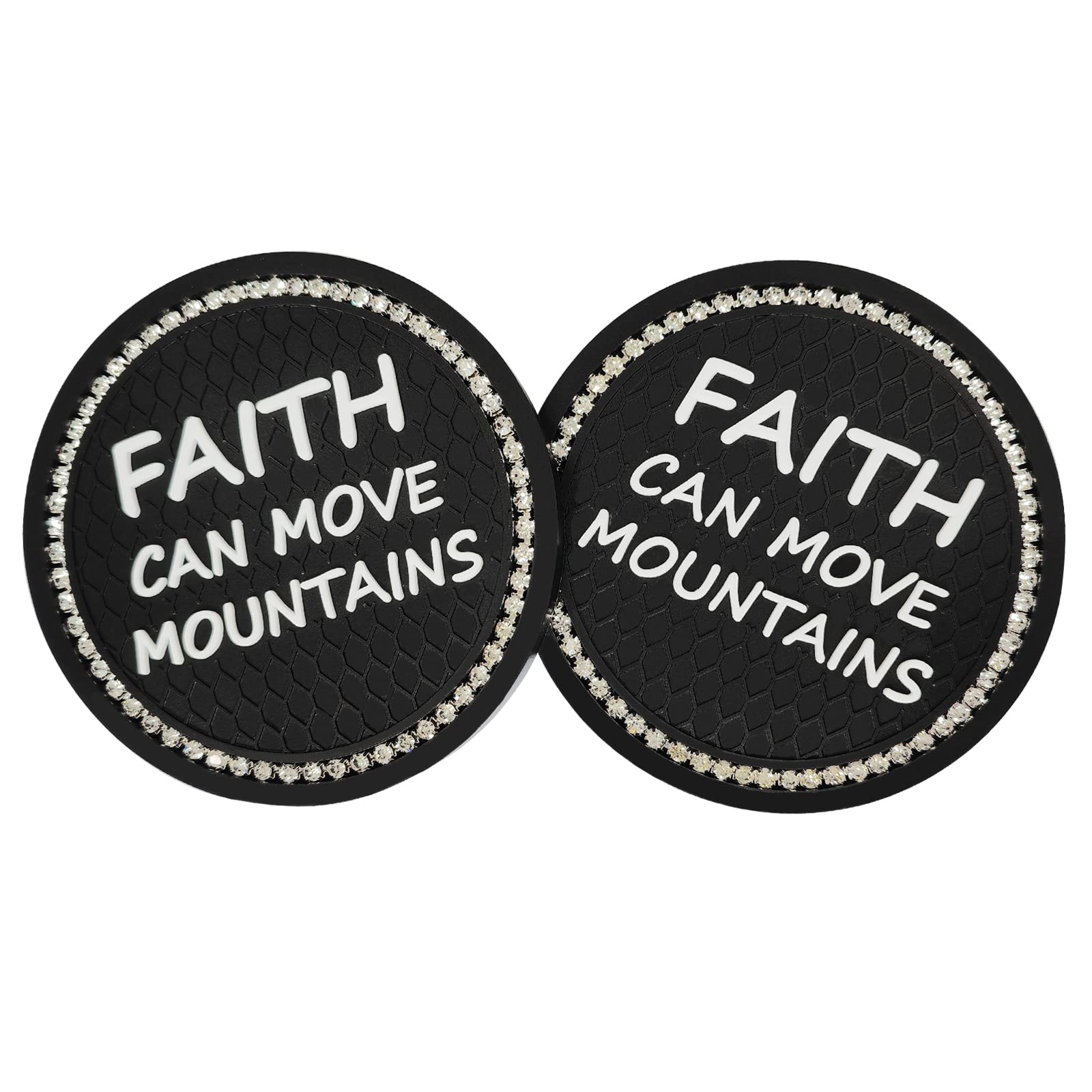 2 Pack Bling Car Cup Holders, 2.75 Inch Bling Crystal Rhinestone Soft Anti-Slip Cup Mats Auto Drink Coasters Car Interior Decora