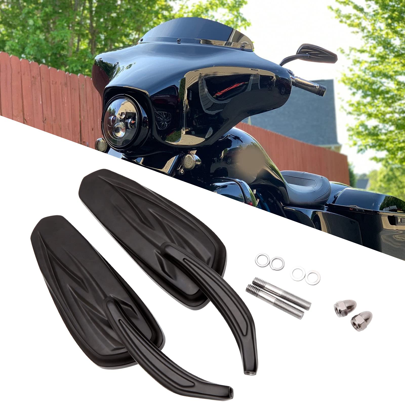 Black Motorcycle Side Mirror Teardrop For Road King Street Electra Glide Road Glide Dyna Softail Rearview 1982-2018 2019 2020 (B