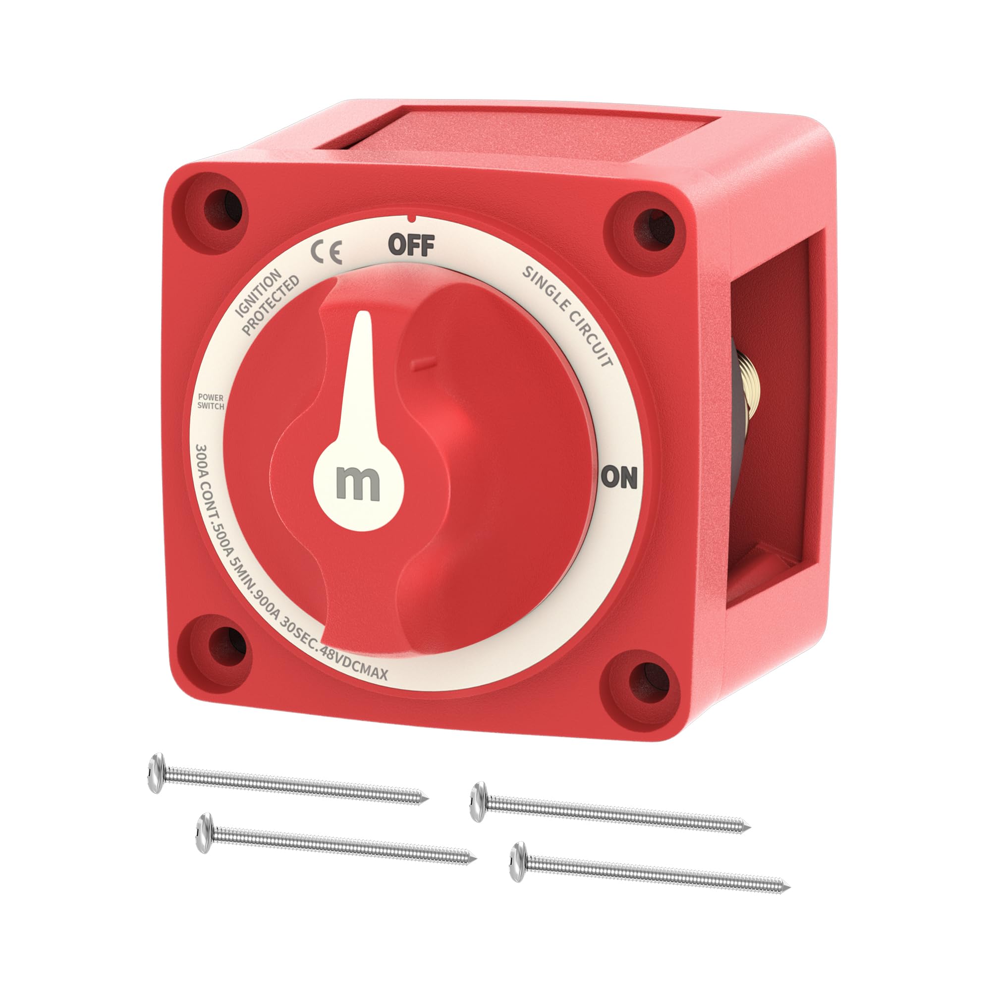 Rvmarinepat Boat Battery Disconnect Switch Waterproof 12V 48V Battery Shut Off Switch On/Off 300A Heavy Duty & Ignition Protecte