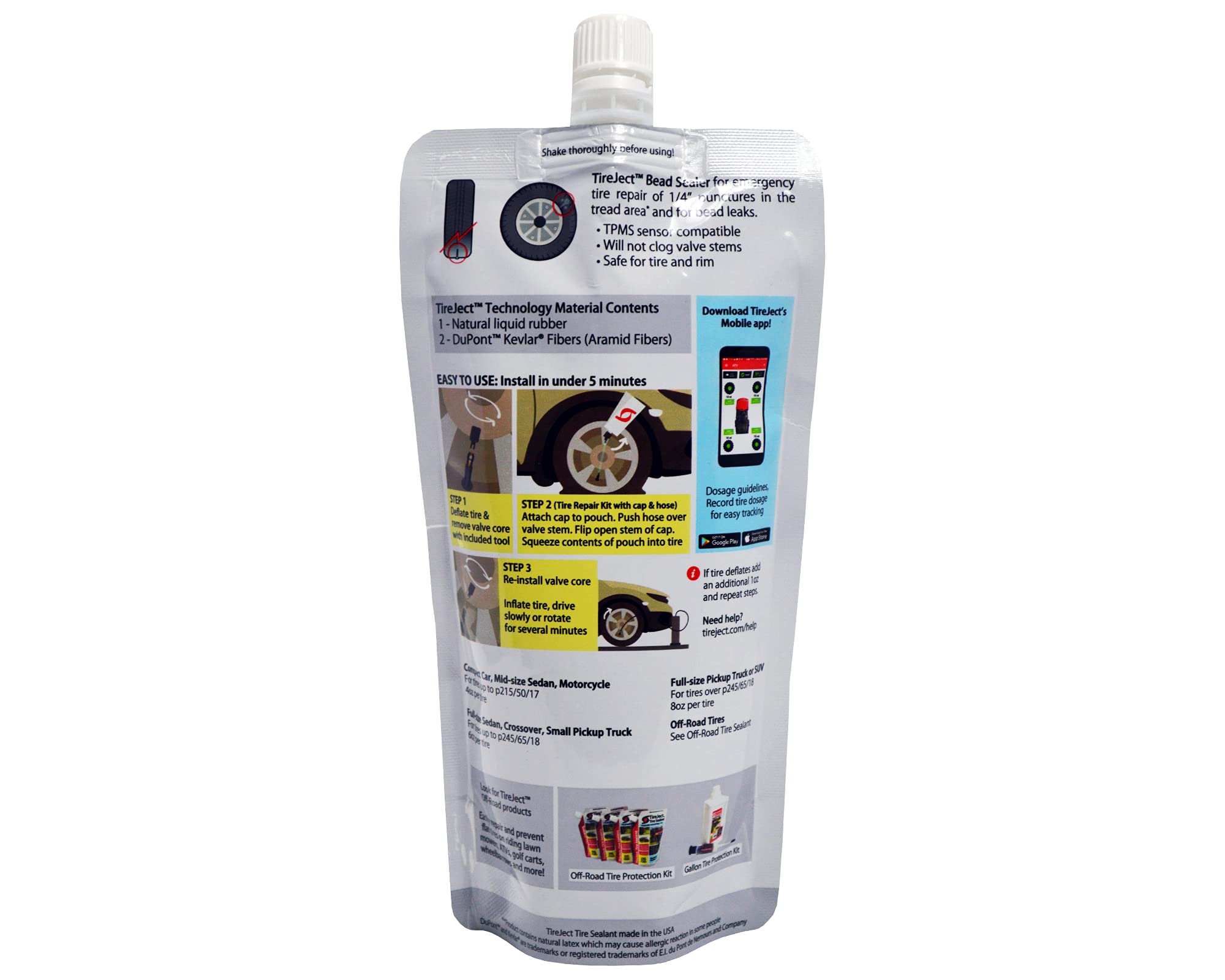 Tireject Automotive Full-Size Truck/Suv 2-In-1 Tire Sealant & Bead Sealer Kit For Tire Repair Of Leaks And Punctures