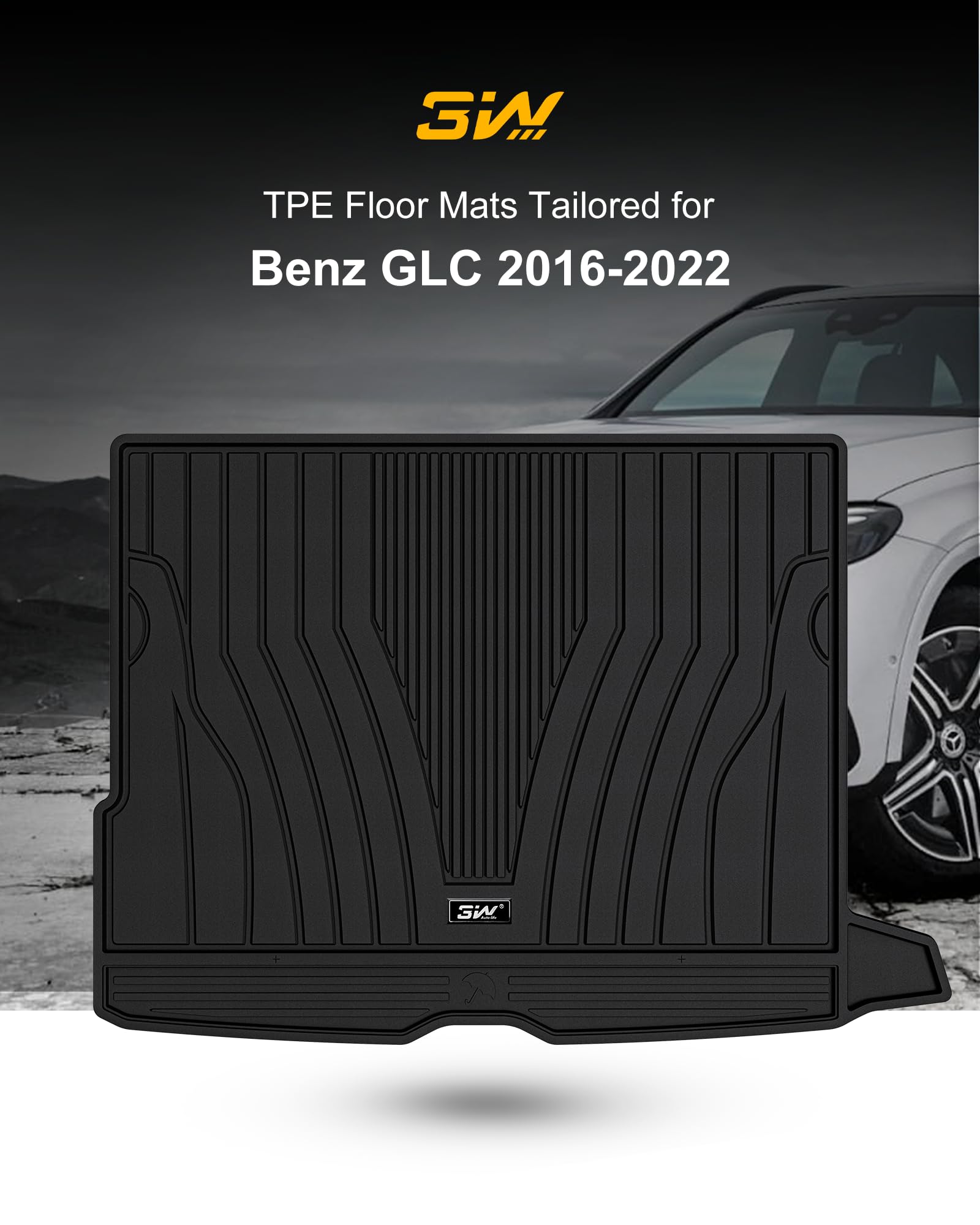 3W Cargo Liner Compatible For Benz Glc Trunk Mat 2016-2022 All Weather Custom Fit Trunk Liner For Benz Glc Heavy Duty Trunk Mat