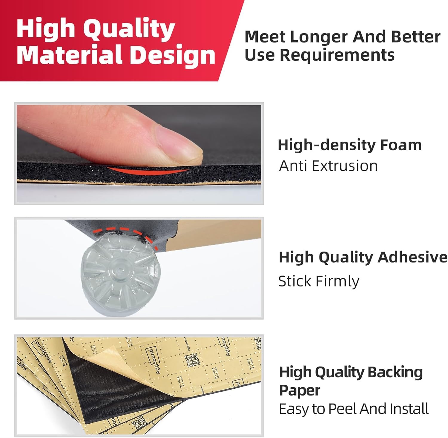 Aggsound Roll Pack Universal Sound Deadener For Cars Auto Sound Deadening Closed Cell Foam Noise Deadening Material-Heat Hood Sh