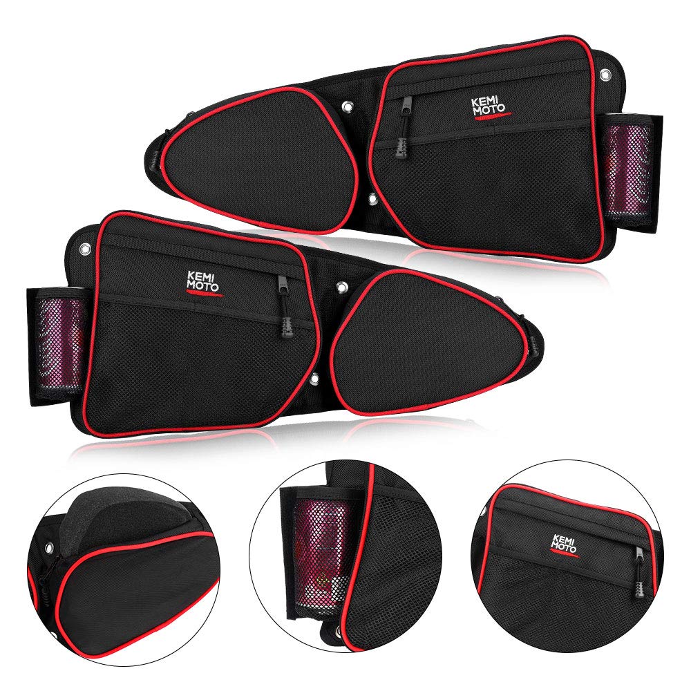 Kemimoto Door Bags Compatible With Rzr, 2023 Upgraded Zipper Storage Bags With Cup Holder And Removable Knee Pad Compatible With