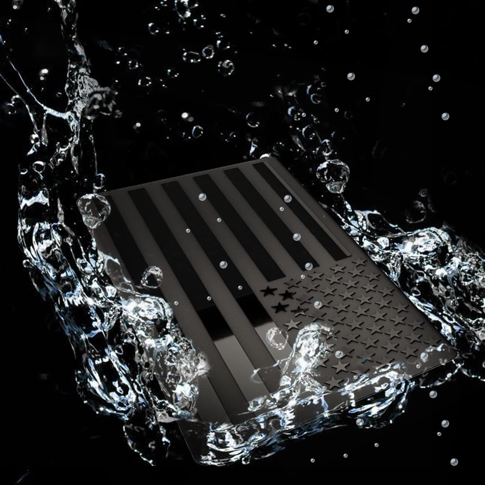 Embossed 3D Metal All Black American Flag Emblem Decal Stickers (2 Pairs), Matte Black 5' X 3' Patriotic Usa Us Flag Car Decals Bumper Stickers For Truck, Window, Motorcycle, Support Us Military