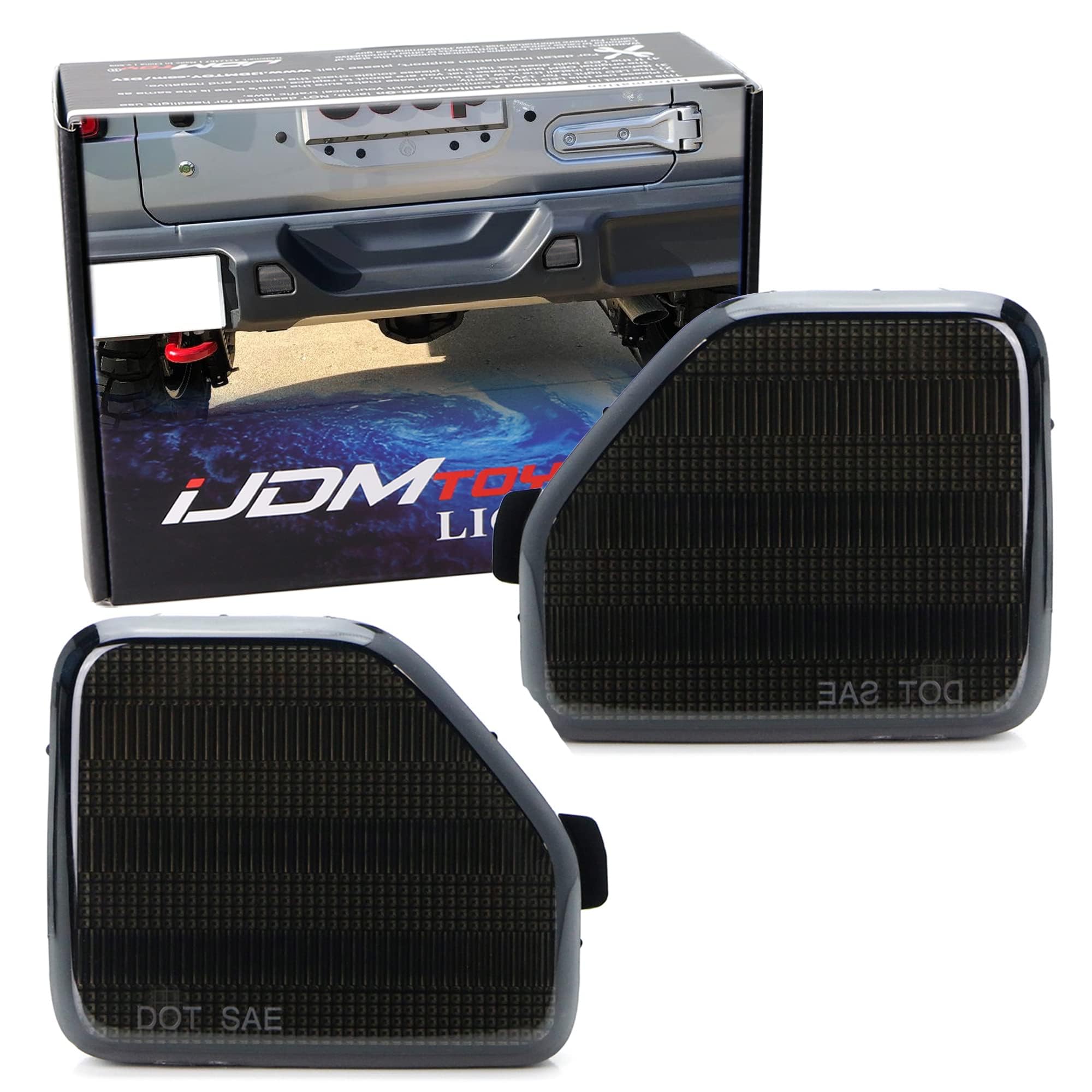 Ijdmtoy Blackout Smoked Lens Rear Bumper Reflector Lenses Compatible With Jeep 2018-Up Wrangler Jl Sahara Rubicon Moab Trims Only, Oe-Spec Lh Rh Assembly