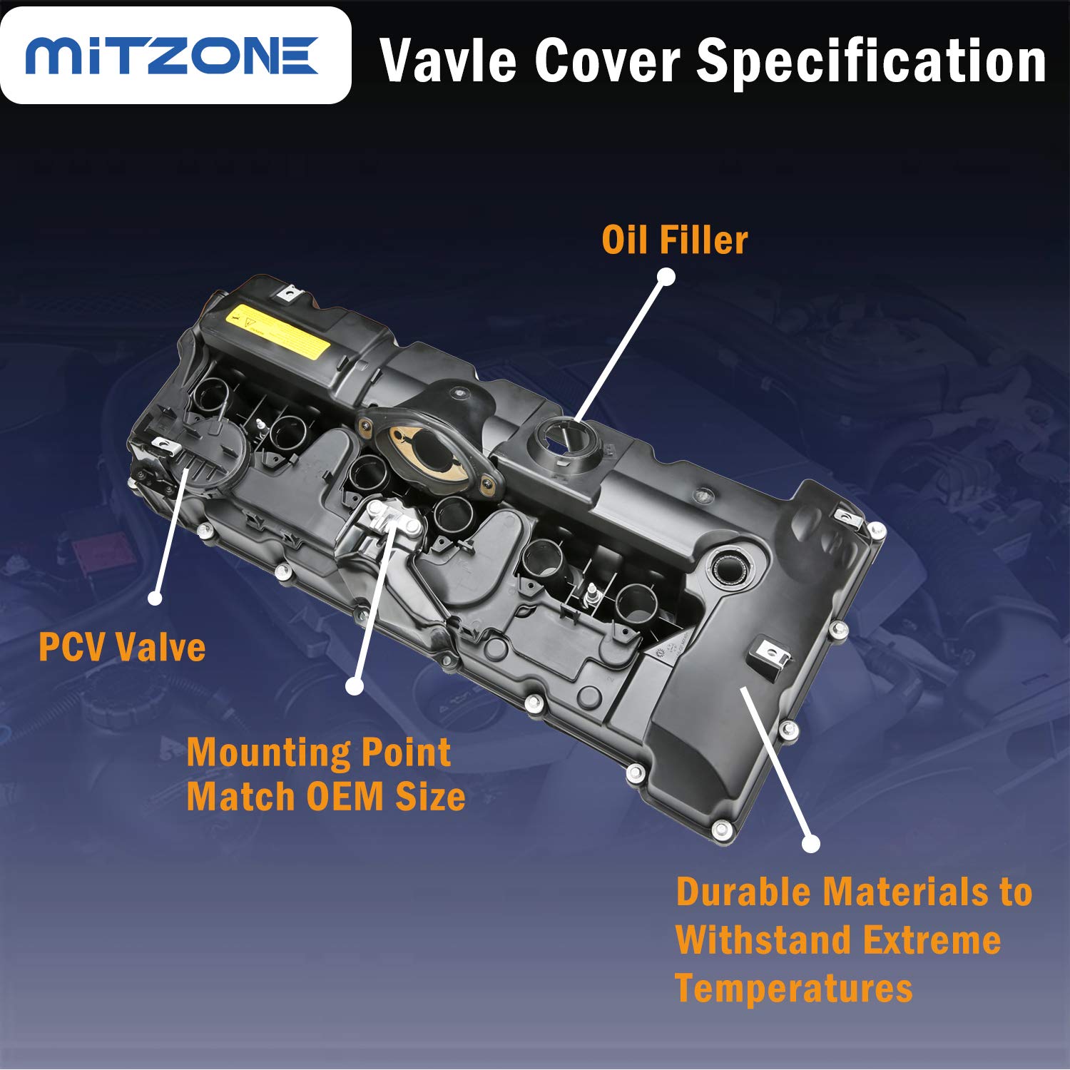 MITZONE N52 Engine Valve Cover Kit with Oil Cap & PCV Hose Compatible with BMW E82 128i, E9X 323i 328i, E60 528i, E70 X5 3.0si,