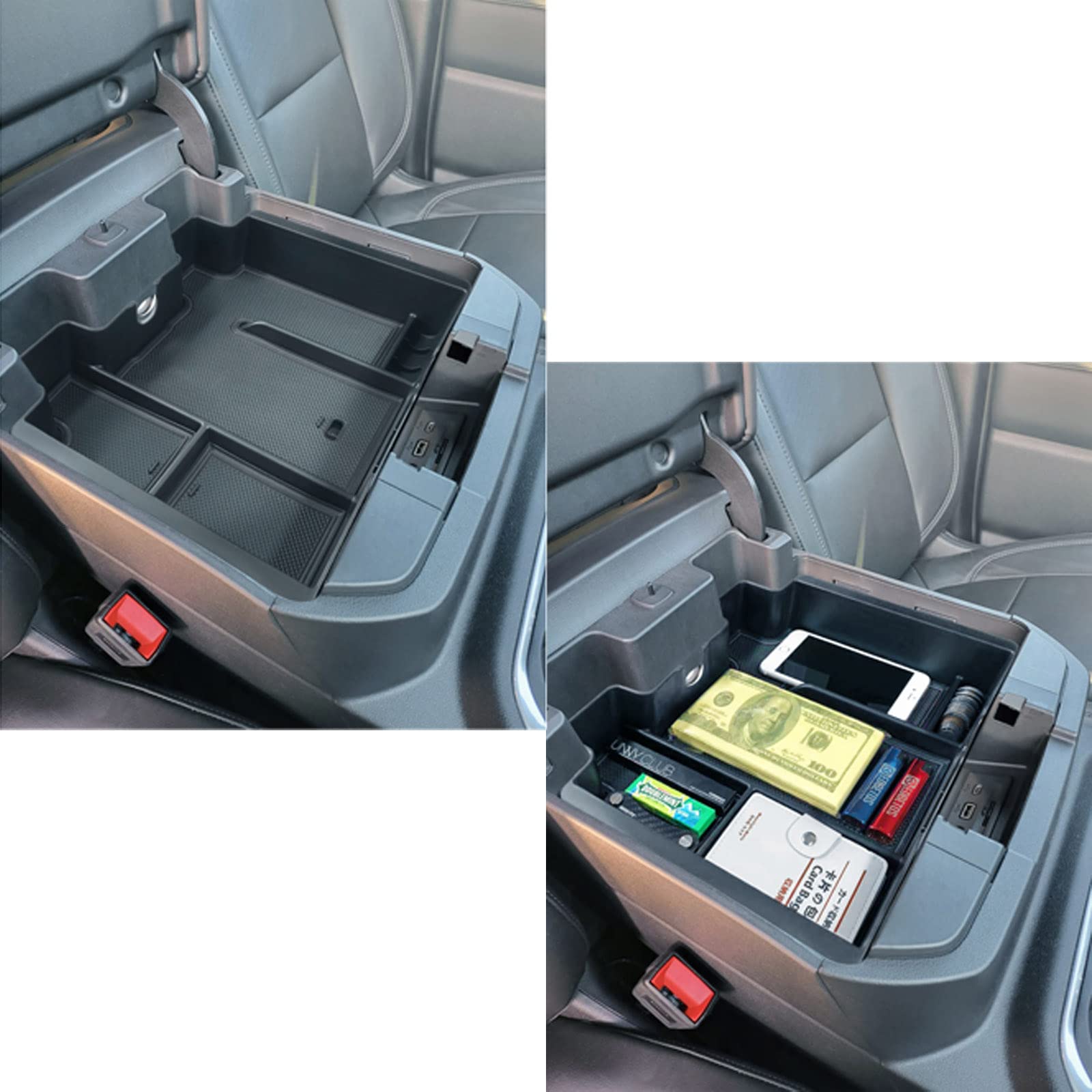 Full Size Center Console Organizer Tray Compatible with 2019-2022 Chevy Silverado/GMC Sierra 1500 and 2020-2022 2023 Silverado/Sierra 2500HD 3500HD Accessories -Full Console w/Bucket Seats ONLY, Black