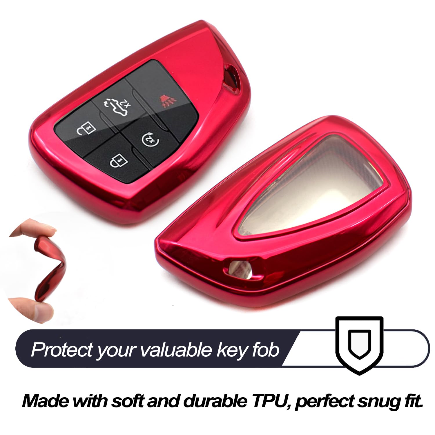 Mechcos Compatible With Gmc Yukon Sierra Chevy Chevrolet Silverado 1500 2500 3500 Hd Suburban Tahoe Colorado Red Tpu Key Fob Cov