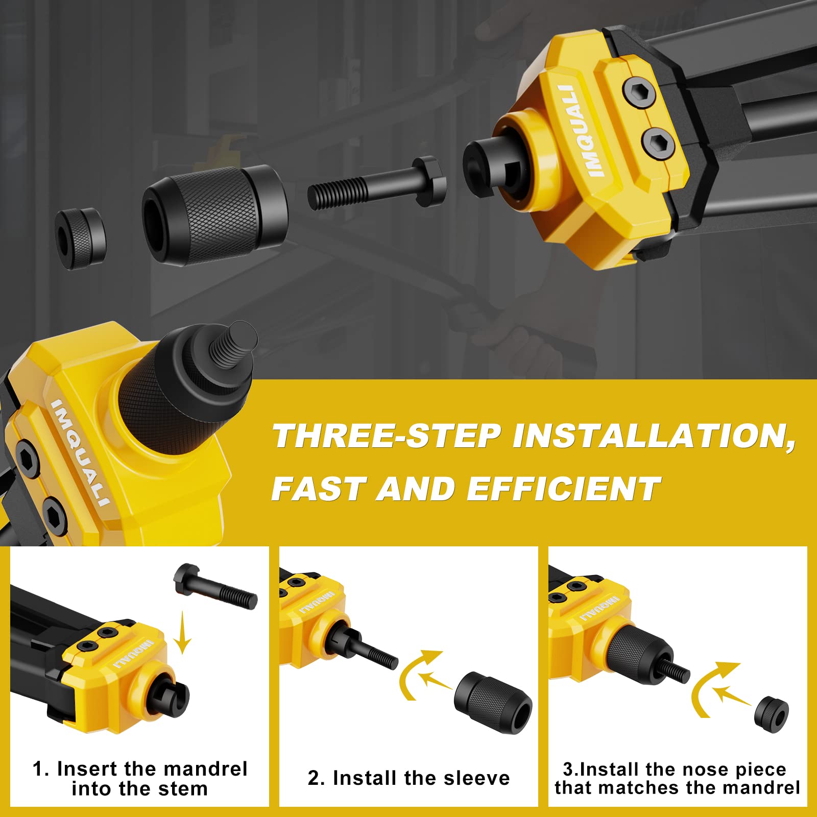 Imquali Rivet Nut Tool Rivet Nut Kit, 16 '' Rivnut Tool Kit With 13 Metric & Sae Mandrels Rivet Nut Assortment Kit With 130 Rive