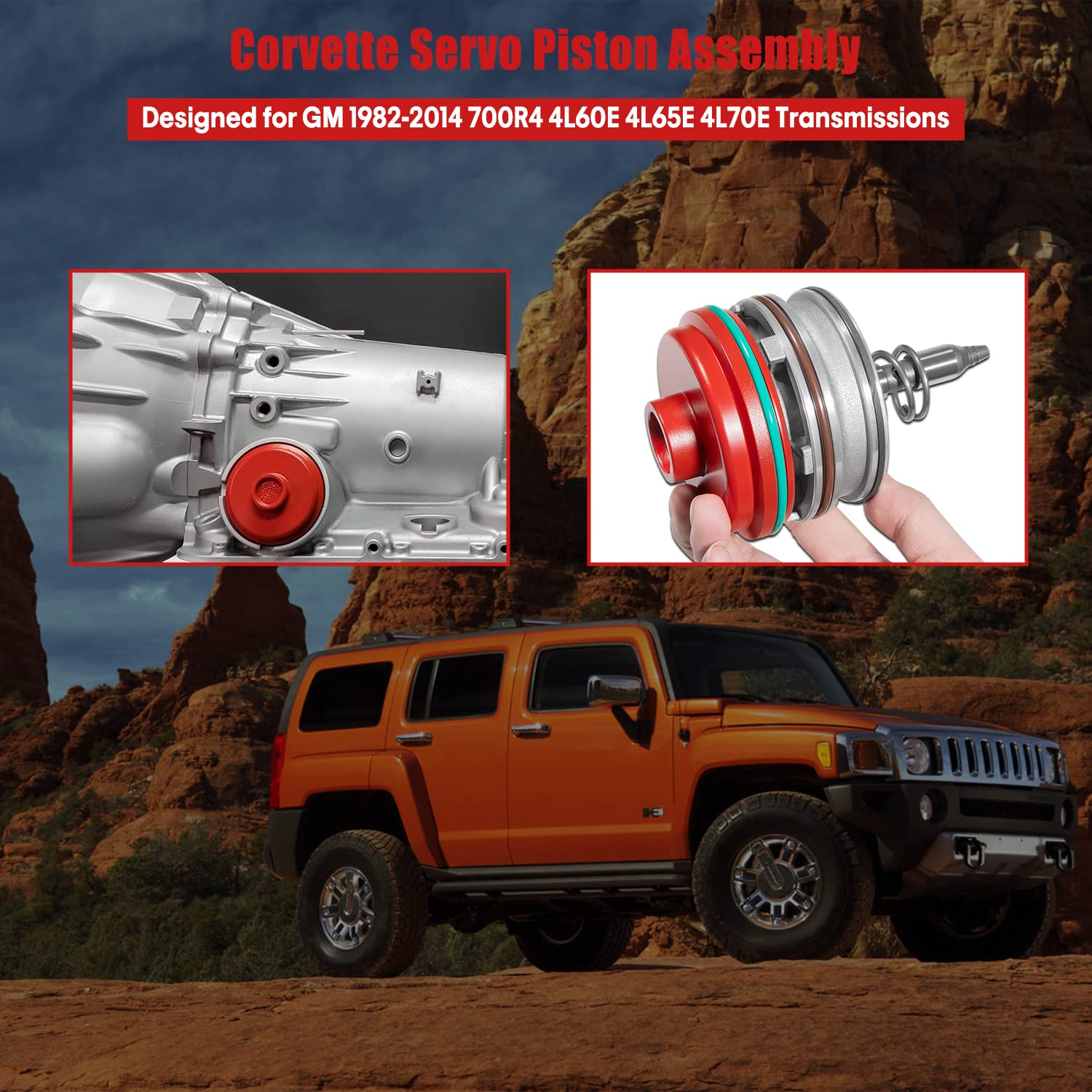 High Performance Corvette Servo Piston Assembly With Cover, Snap Ring And Pin For Gm 1982-2014 700R4 4L60E 4L65E 4L70E Transmiss