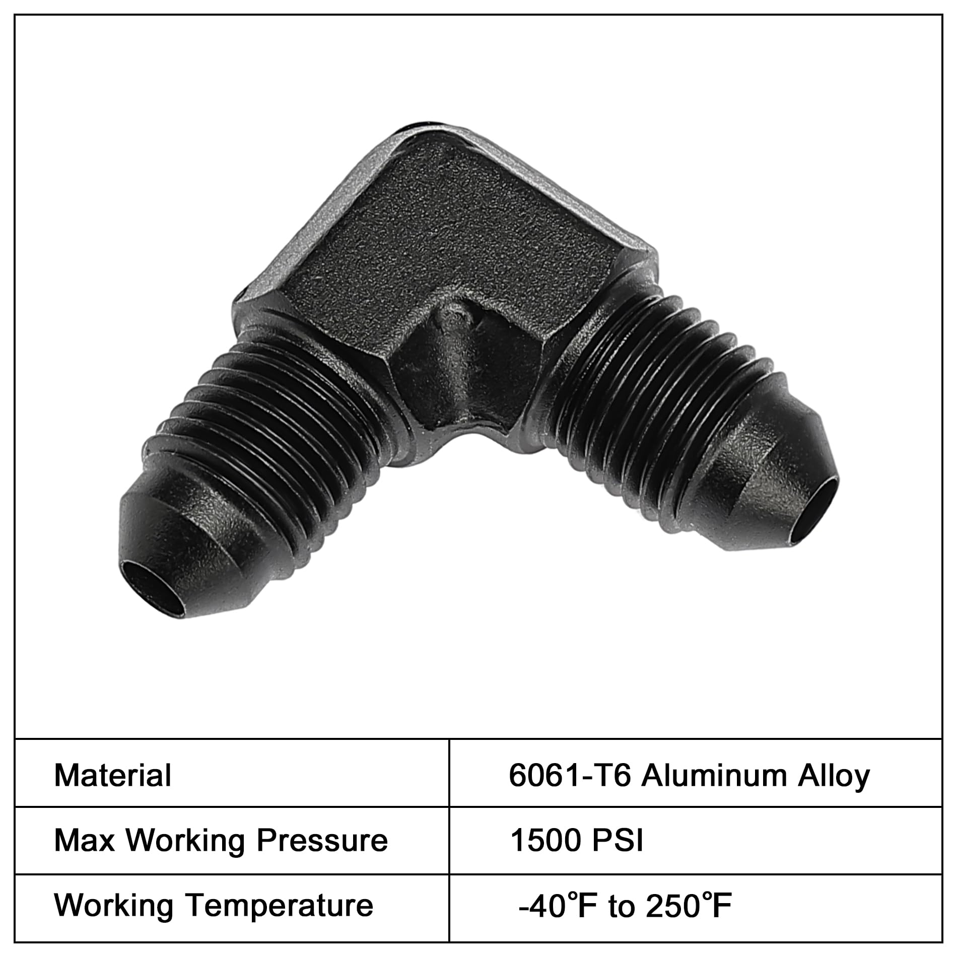 EVIL ENERGY 3AN Male to Male Flare 90 Degree Union Coupler Fitting Coupling Aluminum Black