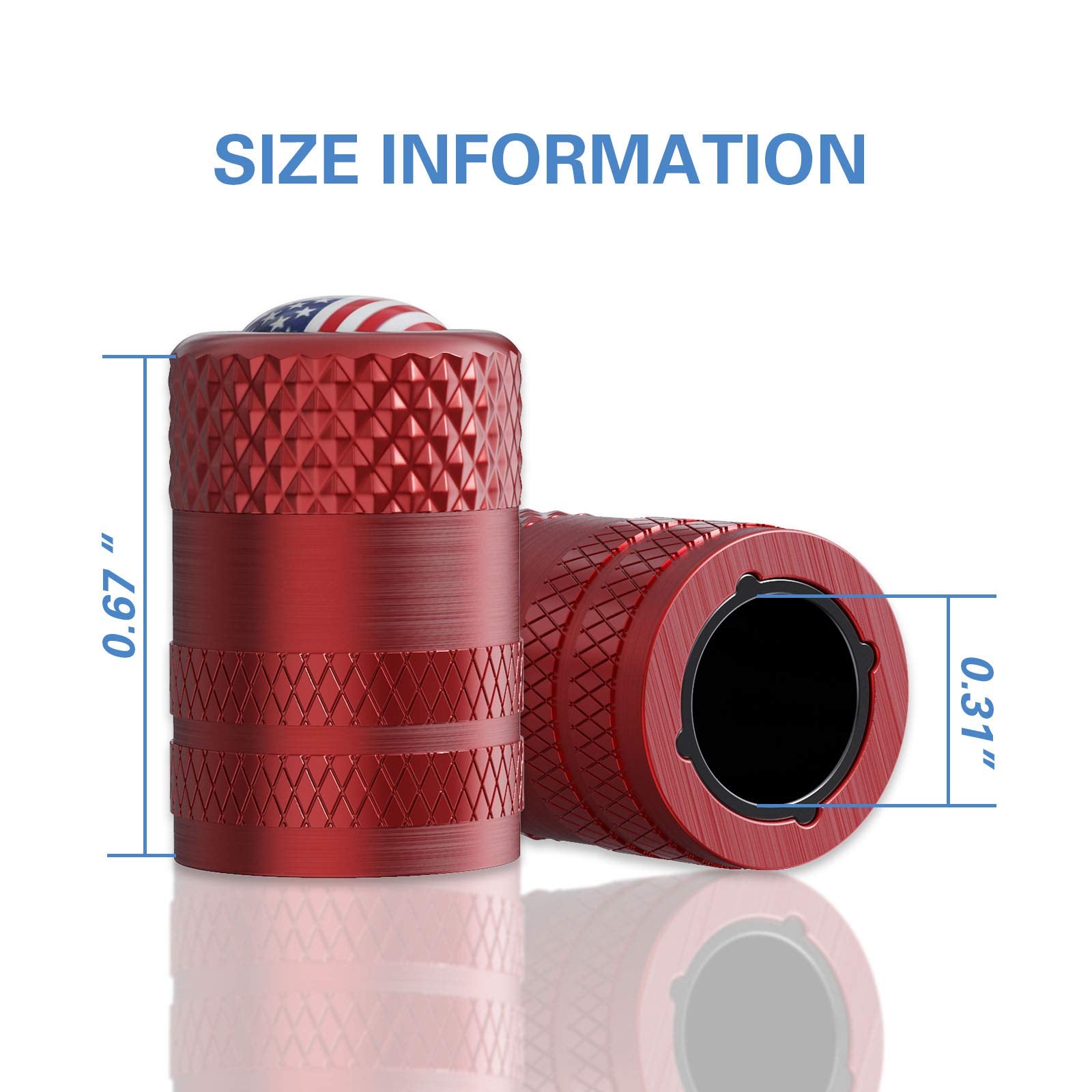 Ckauto American Flag Valve Stem Caps, Aluminum Usa Tire Valve Caps, Universal Dust Proof Stem Covers For Cars, Trucks, Bikes, Mo