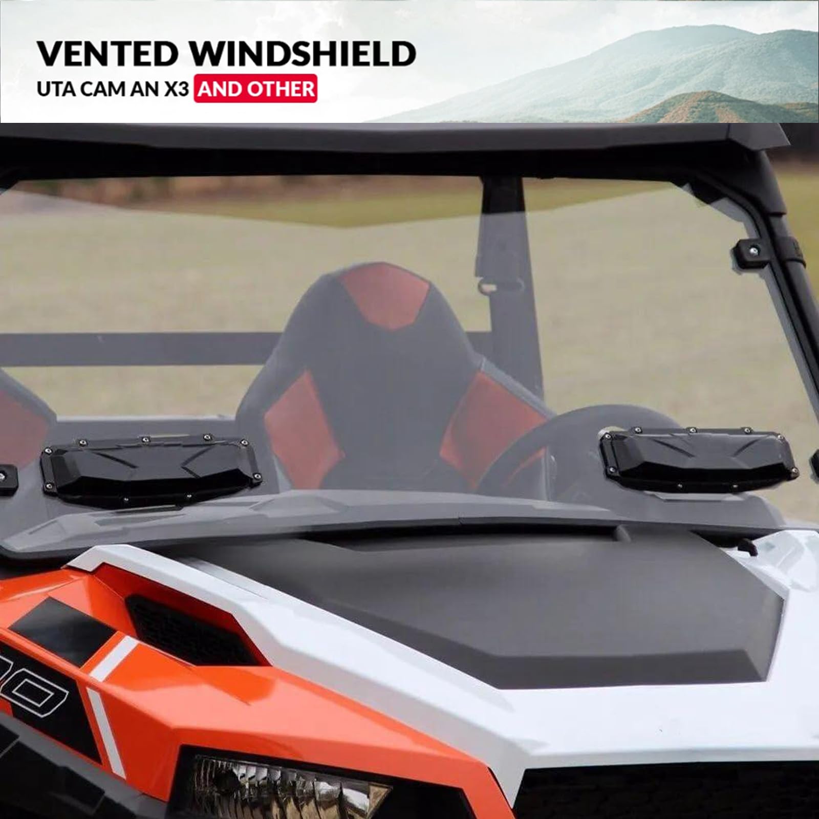 Running Panther Utv Windshield Vent Self Install Kit, 2Pcs Windscreen Ventilation Defrost Defog Accessories For Hard Coated Polycarbonate Windshields, Compatible With Can Am Maverick X3