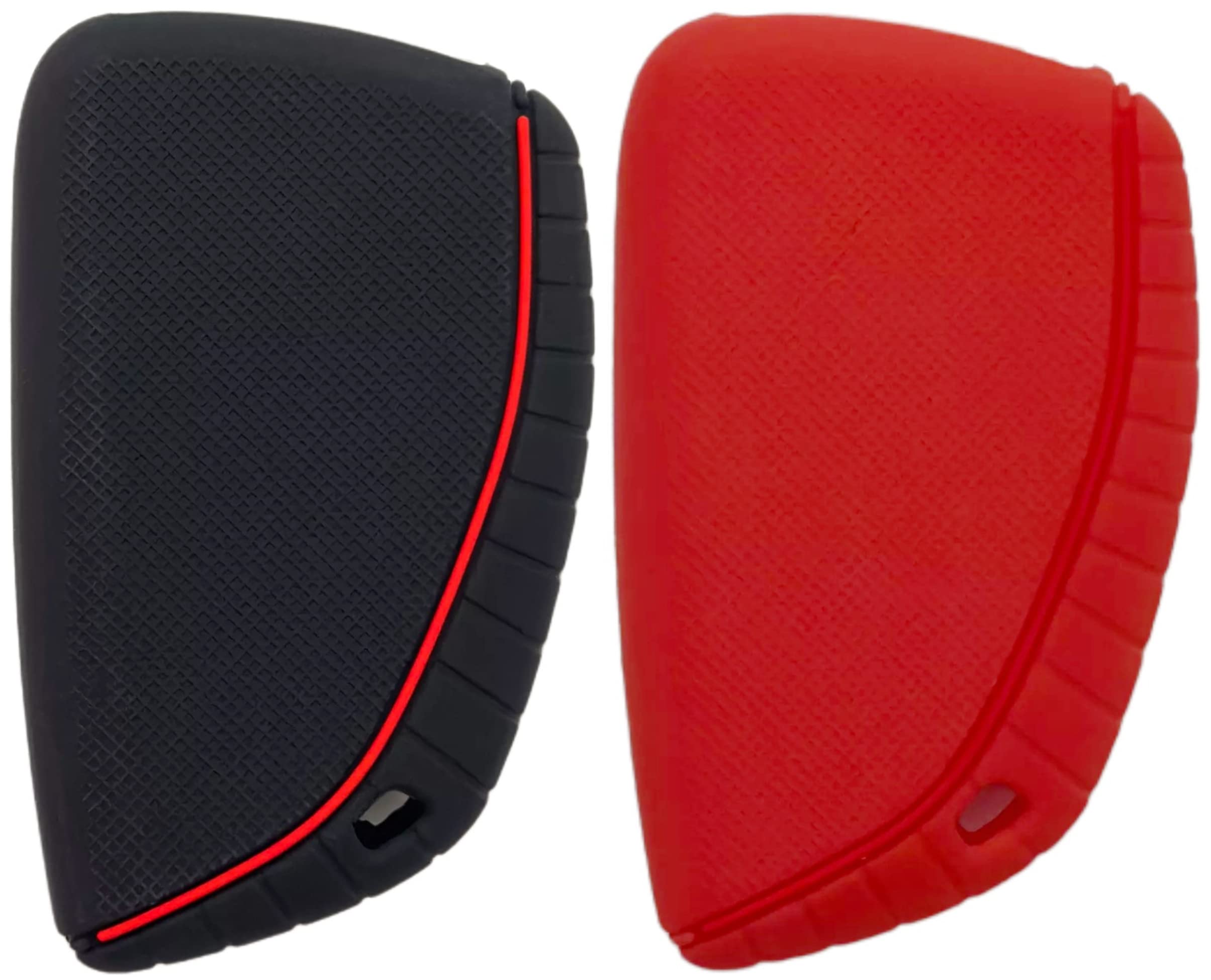 Reprotecting Silicone Rubber Key Fob Cover Compatible With 2022 2023 Chevrolet Silverado 1500 Gmc Sierra 1500 (Black Red)