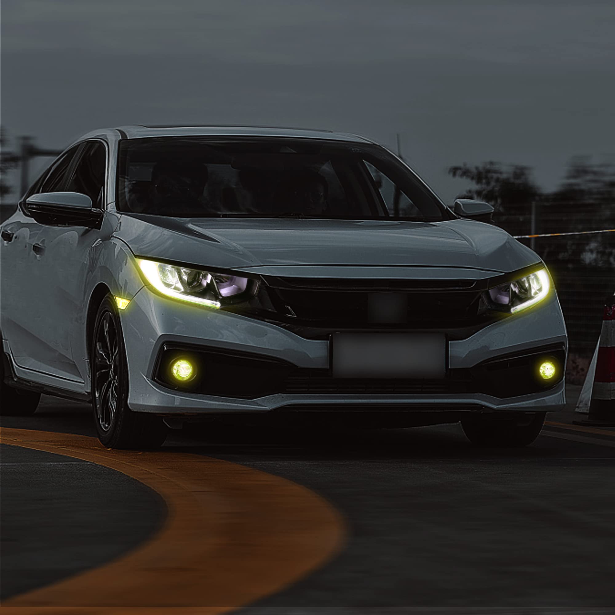 Tomall 3 Pair Vinyl Smoke Tint Fog Light Headlight Side Marker Light Film For Honda Civic 2016-2021 Fender Turn Signal Light Stickers Self Adhesive Decals Car Vinyl Smoke Stickers Decoration (Yellow)